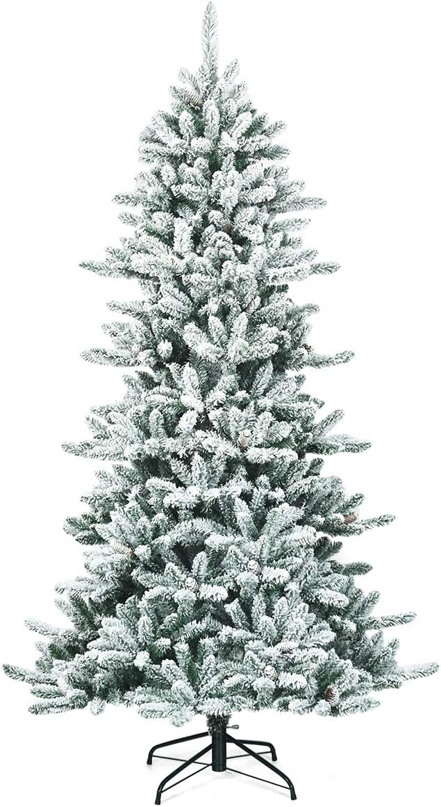 7 Foot Forest Spruce Flocked Slim Artificial Christmas Tree