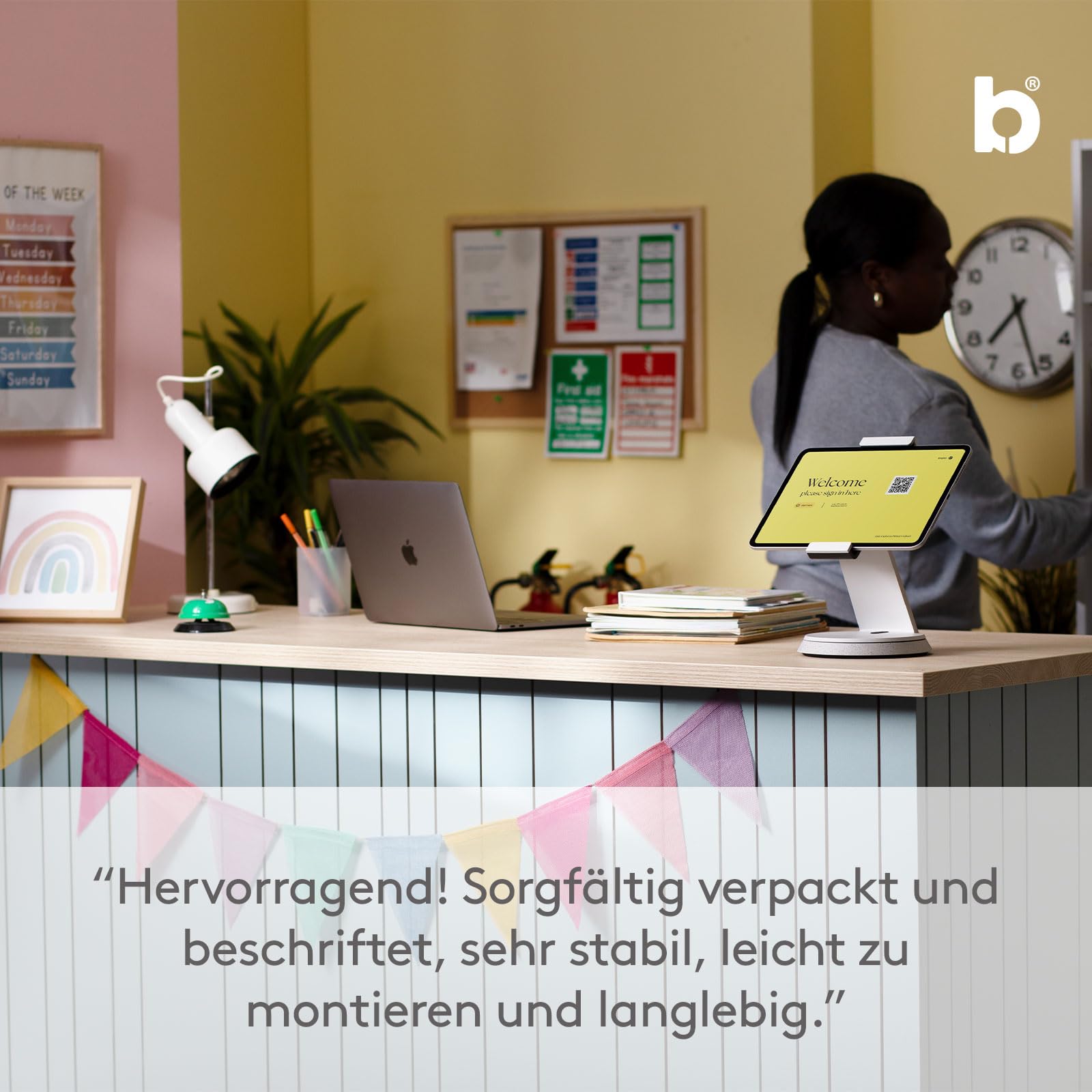 BOUNCEPAD Eddy Tablet Ständer & iPad Halterung – sichere POS-Halterung für 7"-13" Tablets | robuste Tischhalterung aus Druckguss-Aluminium| abschließbar | schwarz
