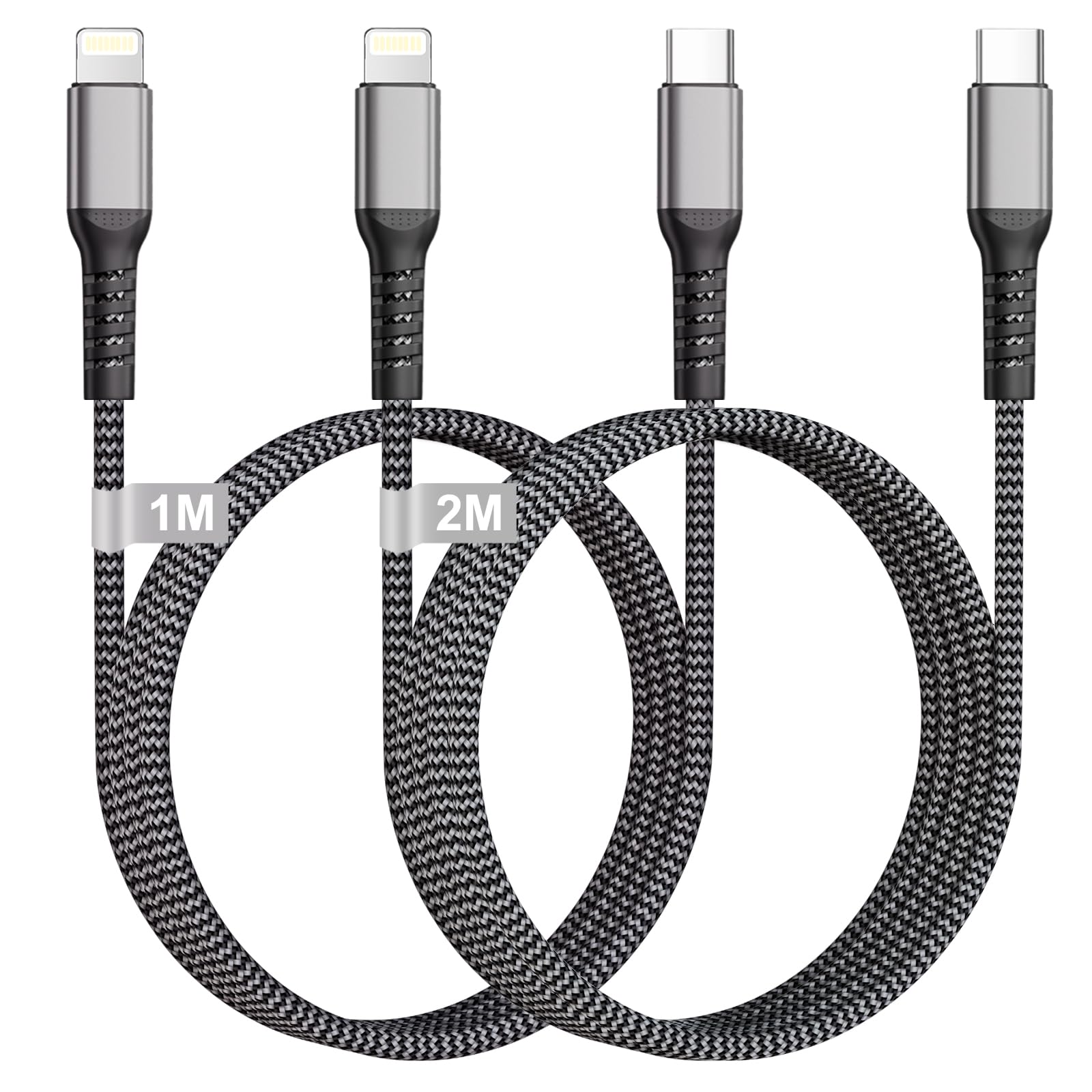 Cavo USB C Lightning 1M+2M 2Pack [Certificato MFi], Cavo iPhone USB C Nylon Cavo USB C Ricarica Rapida Cavo Lightning Cavetto iPhone Filo Caricatore iPhone per iPhone 14/13/12/11/X/8/SE, iPad, AirPods