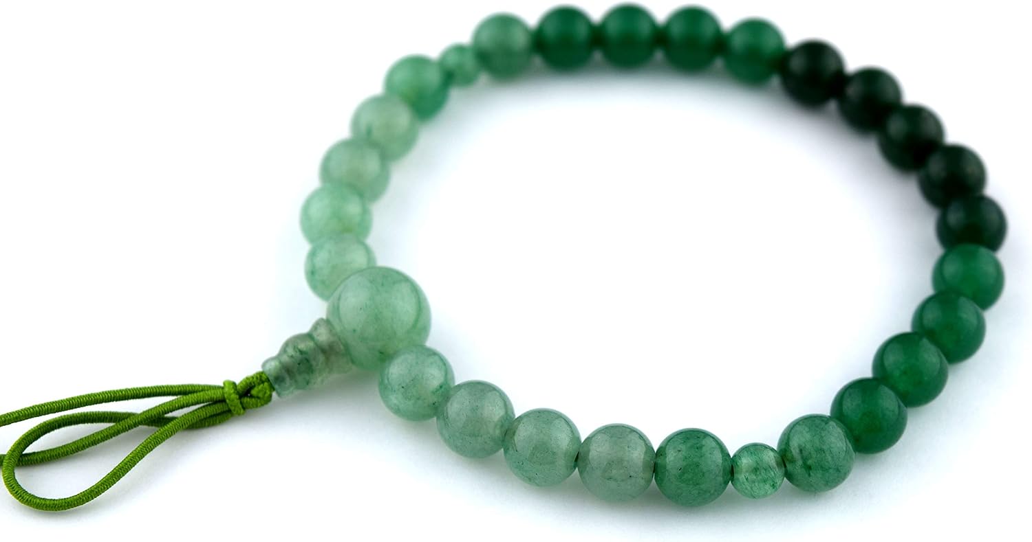 京都あさひ屋 Green Aventurine Quartz Indian Jade Gradation Stone Bracelet for Women Elastic Bangle Kyoto Meditation Yoga Bracelet Gifts for her