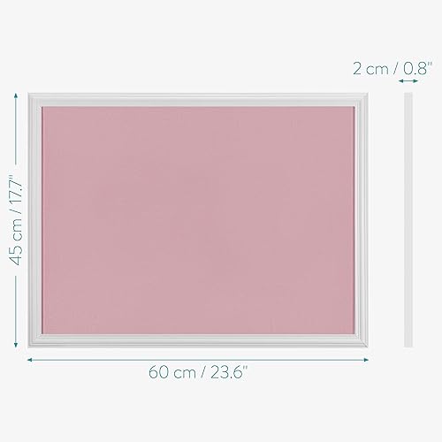 Miniatura 5 de Navaris Tablero de anuncios de tela enmarcada  18 x 24 pulgadas, organizador de joyas de felpa para pared, tablero de notas de memoria, rosa con