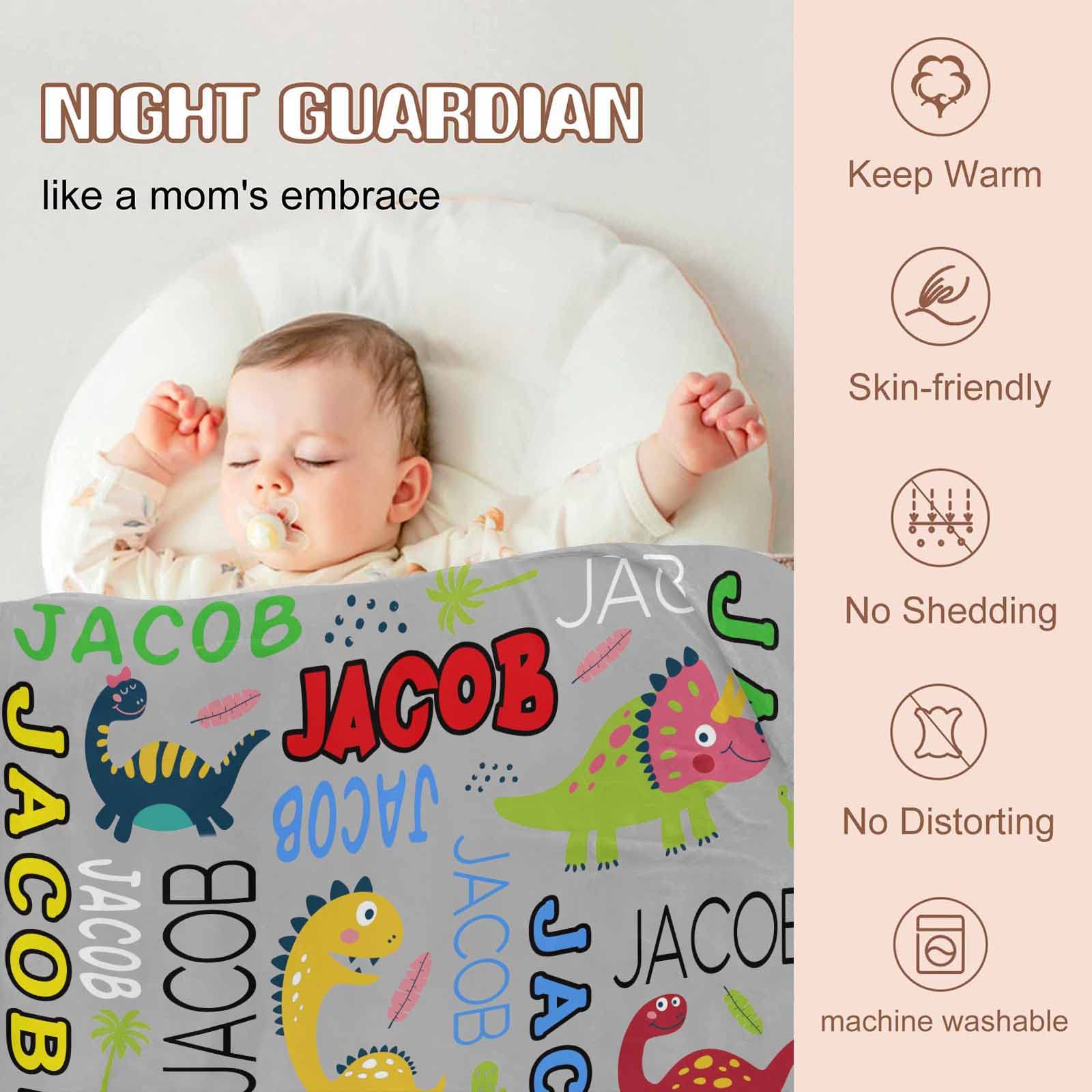 YESCTOM Personalized Dinosaur Fleece Throw Blanket...