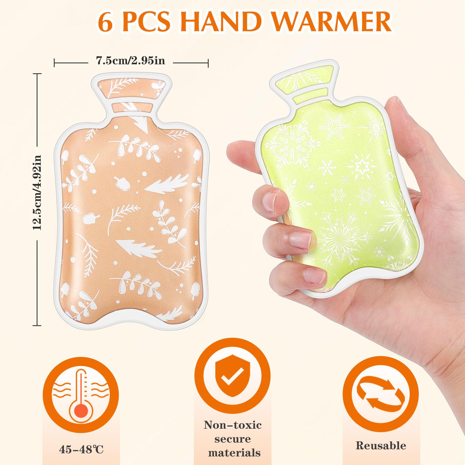 Chaufferette Main Réutilisable, 6 Pièces Chauffe Mains Enfant, Chauffe