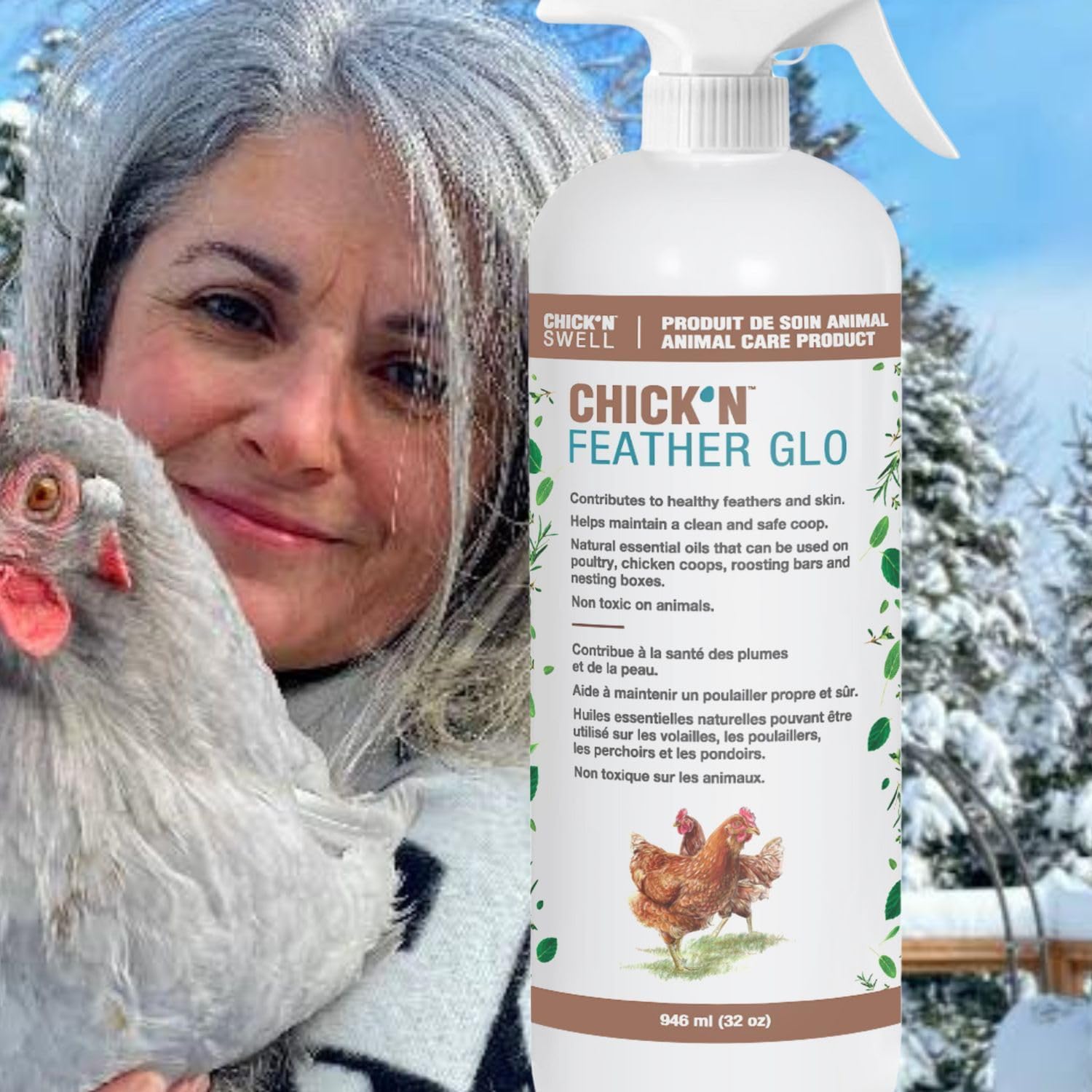 Poultry Feather and Plumage Care Formulation- Chick’n Feather Glo from Chick’n Swell to Enhance and Promote Strong Plumage in Poultry with Optimal Feathers Development. 32 Fluid oz.