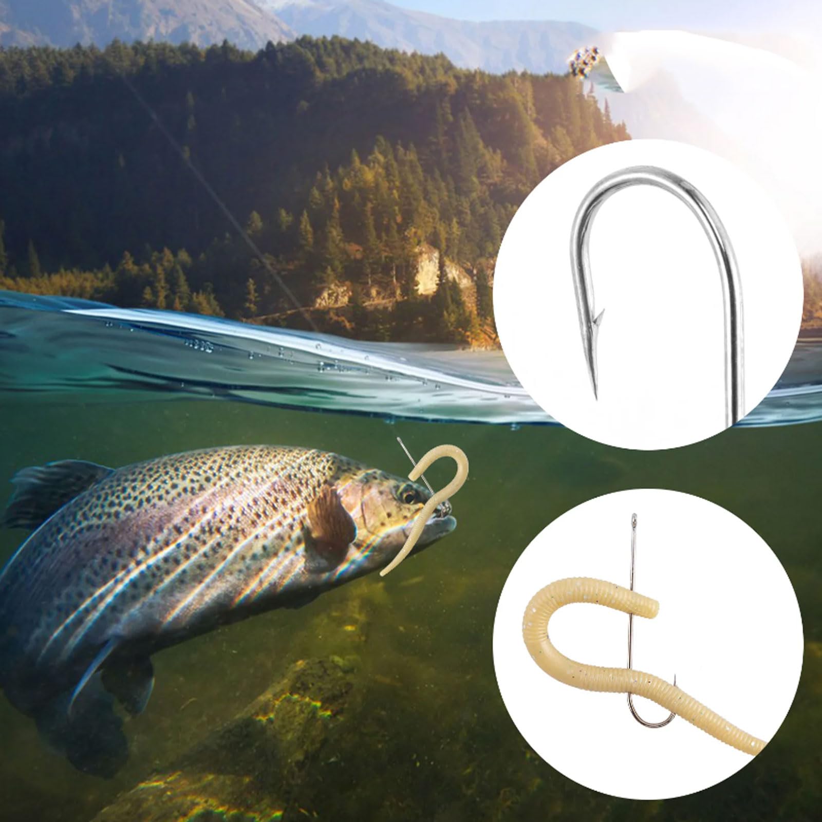 Set di ami da pesca da 50 pezzi in acciaio ad alto tenore di carbonio