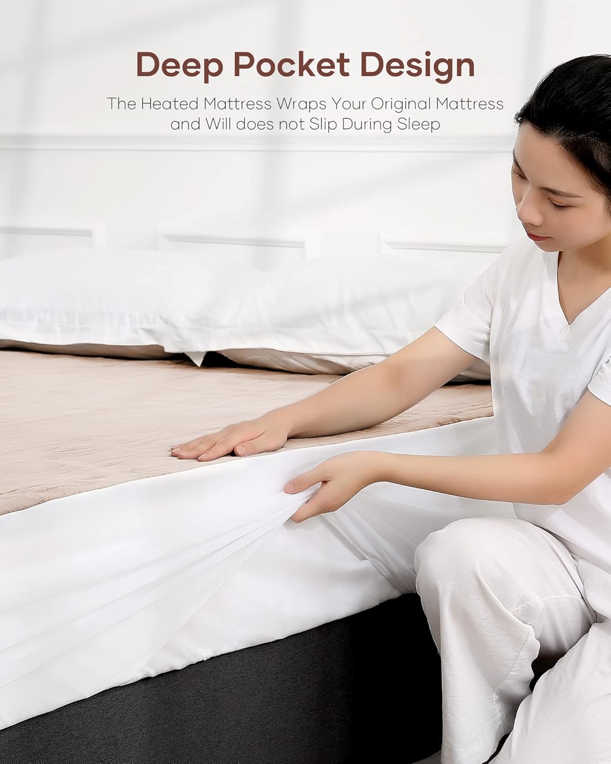 Heated Mattress Pad Twin Size Comfort Coral Fleece 10 Heating Levels & 10H Auto Shut Off, Electric Bed Warmer Pad with Controllers, Up to 15" Deep Pocket, Machine Washable