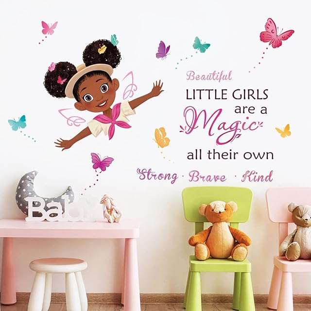 decalmile Black Girl Magic Inspirational Quote Wall Stickers Motivational Saying Wall Decals Girls Room Bedroom Baby Nursery Wall Decor
