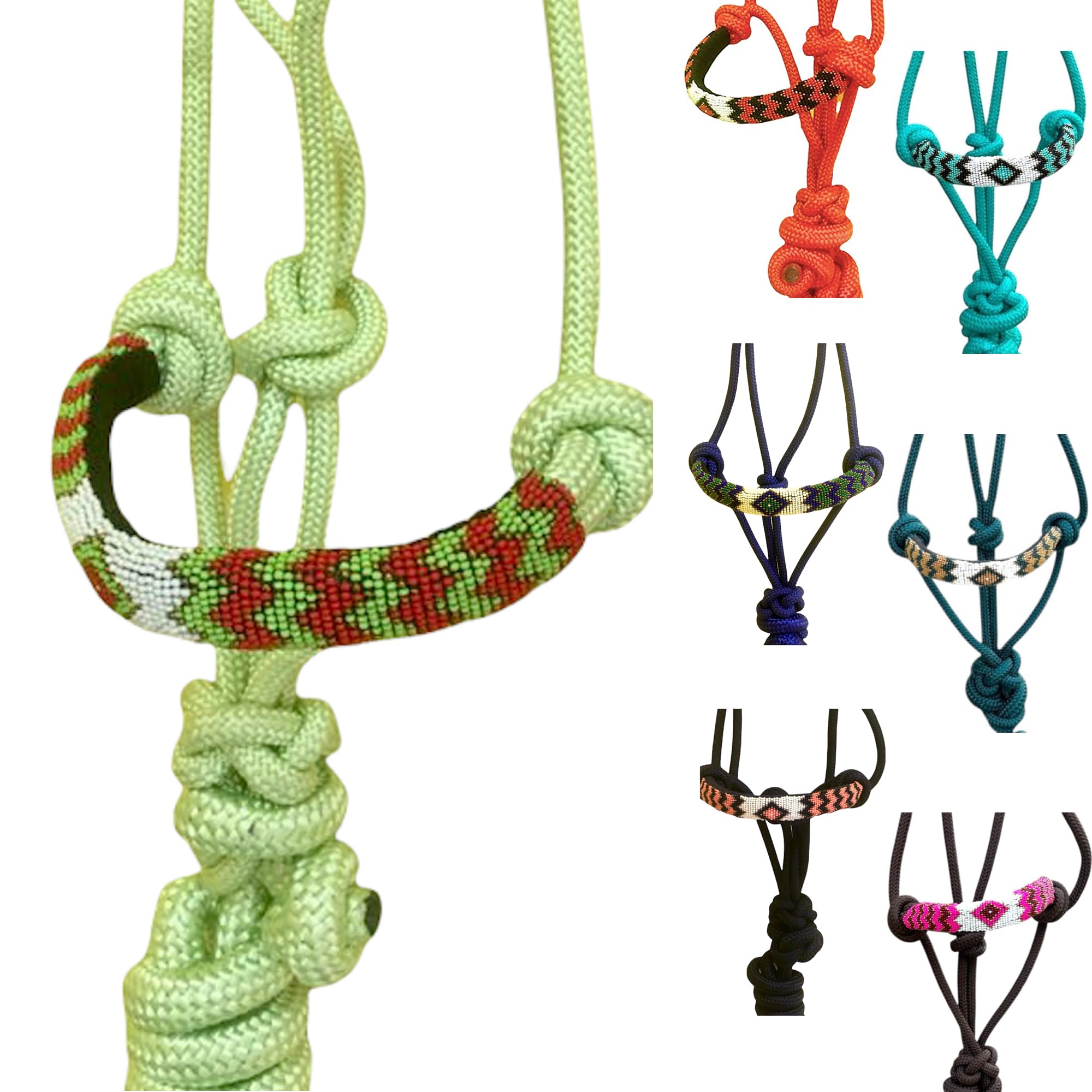 Licol rembourré en corde tressée Majestic Ally avec longe de 3m vert clair