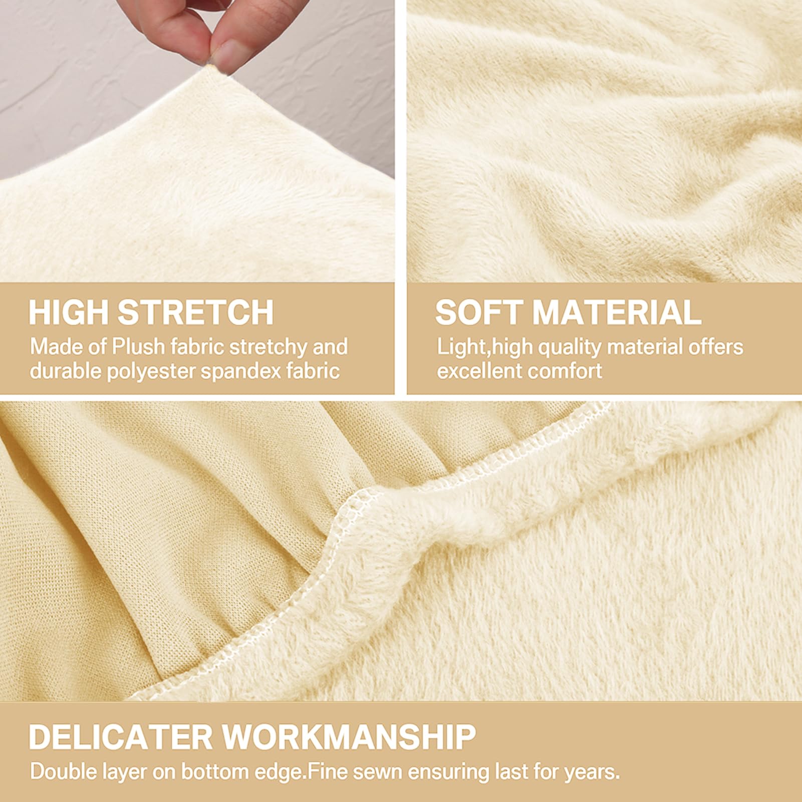 Teynewer Sofa Seat Cushion Cover, Sofa Cushion Slipcovers Stretch Velvet - Image 3