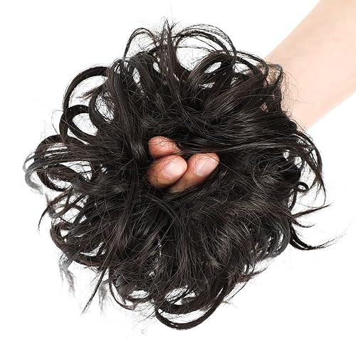 Miniatura 5 de KETHBE Pieza de Cabello para Moño Despeinado, Moño Recogido Despeinado Sintético Cola de Caballo Corta Coletero de Cabello Falso con Banda Elástica