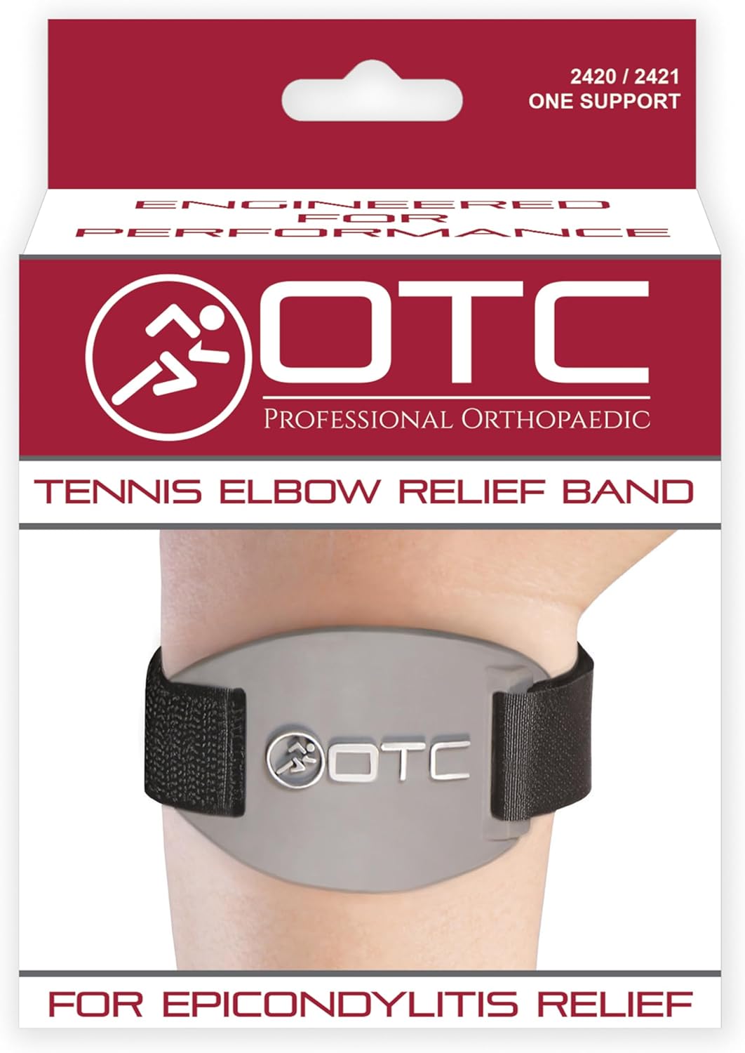 OTC Forearm Compression Strap for Tennis Elbow, Golfers Elbow, Recovery, Graphite Color, Adjustable/Universal