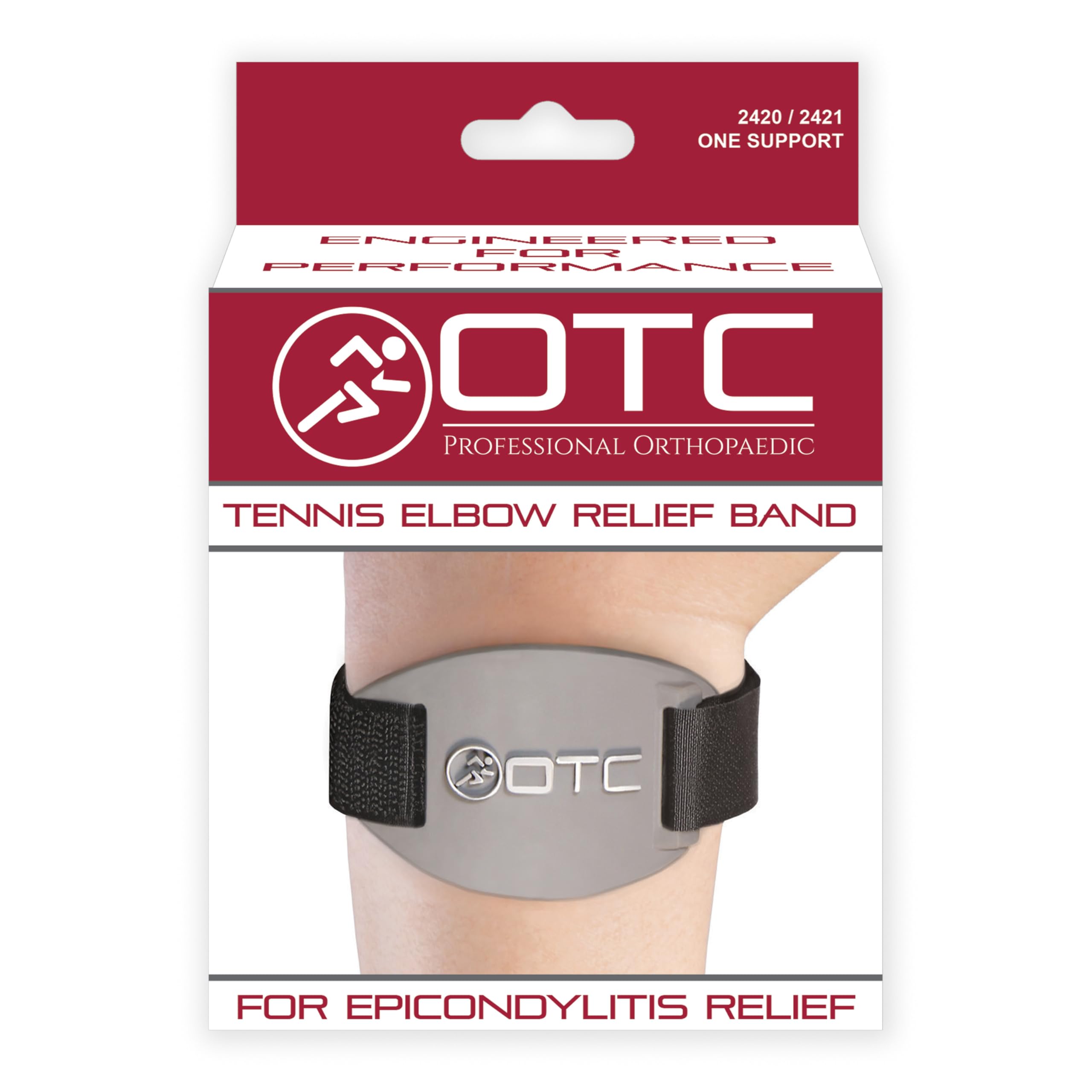 OTC Forearm Compression Strap for Tennis Elbow, Golfers Elbow, Recovery, Graphite Color, Adjustable/Universal