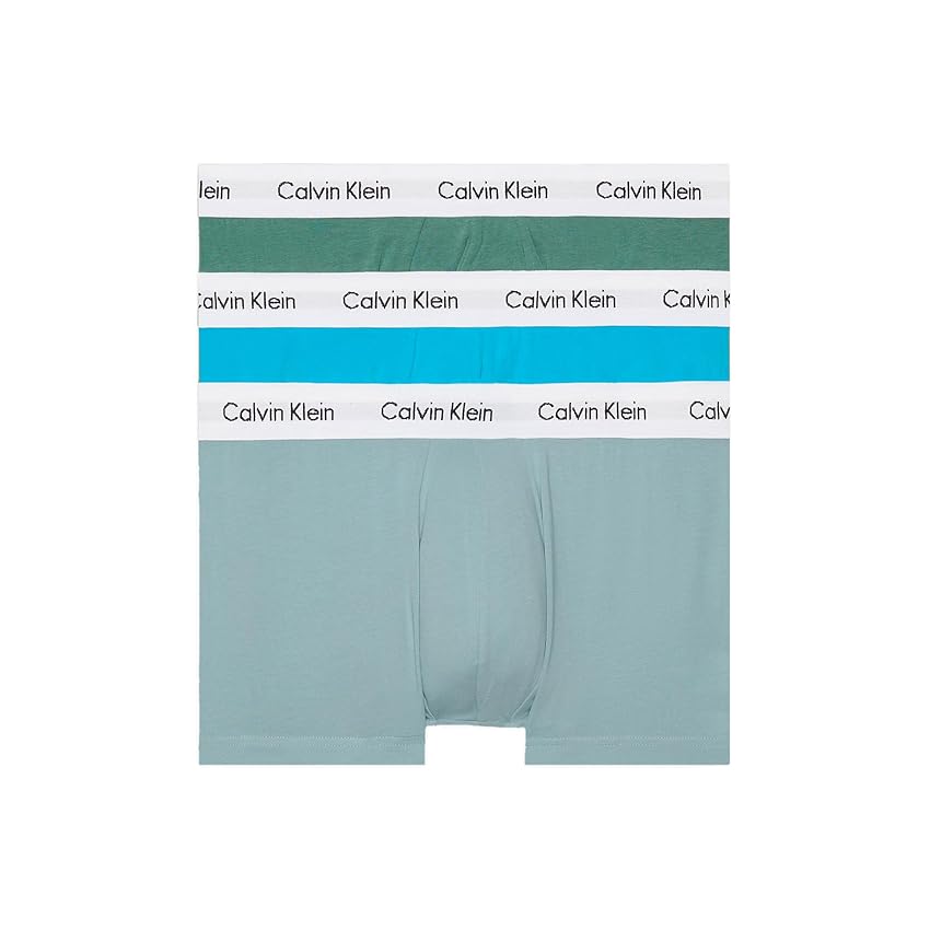 Immagine del prodotto Calvin Klein Uomo Boxer Confezione da 3 Low Rise Trunks Cotone Elasticizzato, Multicolore (Viv Bl Arona Sageb Grn W/ Wh Wbs), L