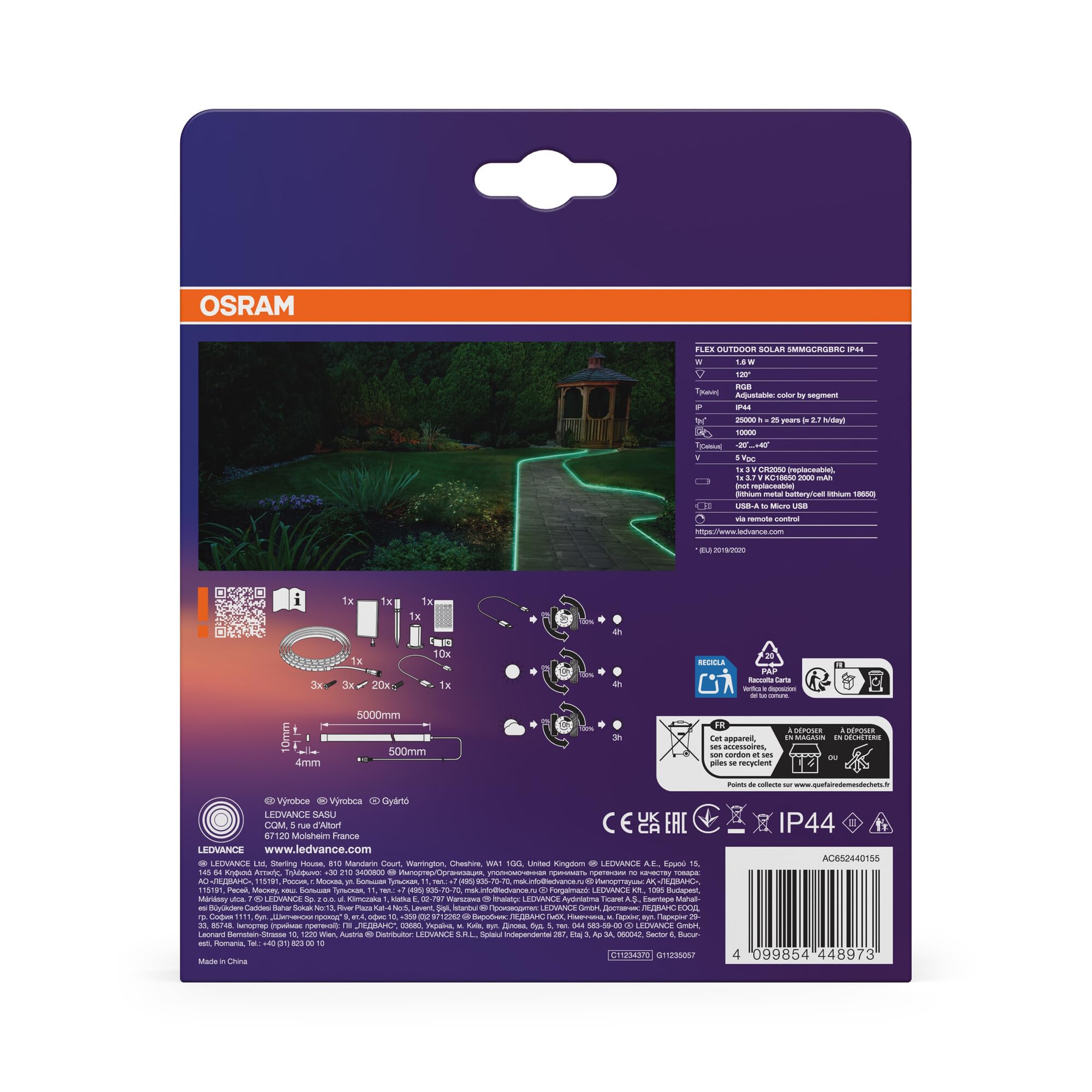 OSRAM FLEX Striscia LED solare per est. 5m MAGIC RGB RC