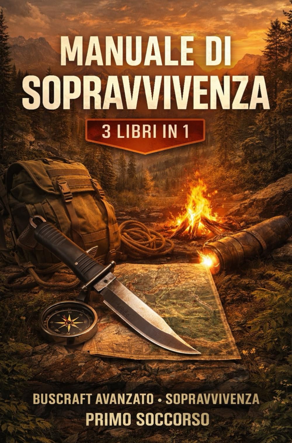 MANUALE DI SOPRAVVIVENZA (3 Libri in 1): Bushcraft Avanzato, Tecniche di Sopravvivenza e Kit Essenziale con Primo Soccorso Base – Guida Completa per Affrontare Emergenze in Natura