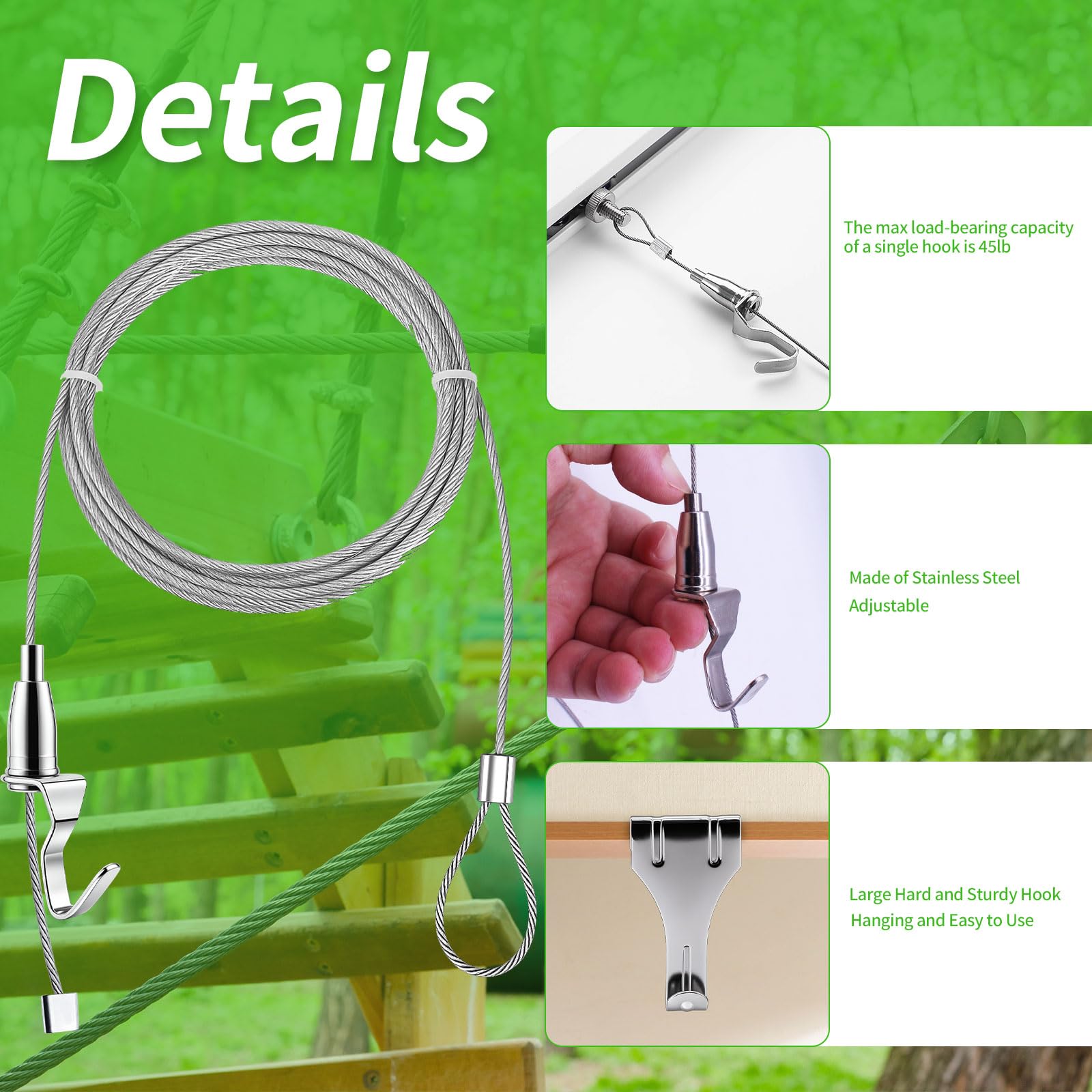 Picture Hanging Wires 2M Picture Rail Hanging Hooks Rail Hooks System - Image 3