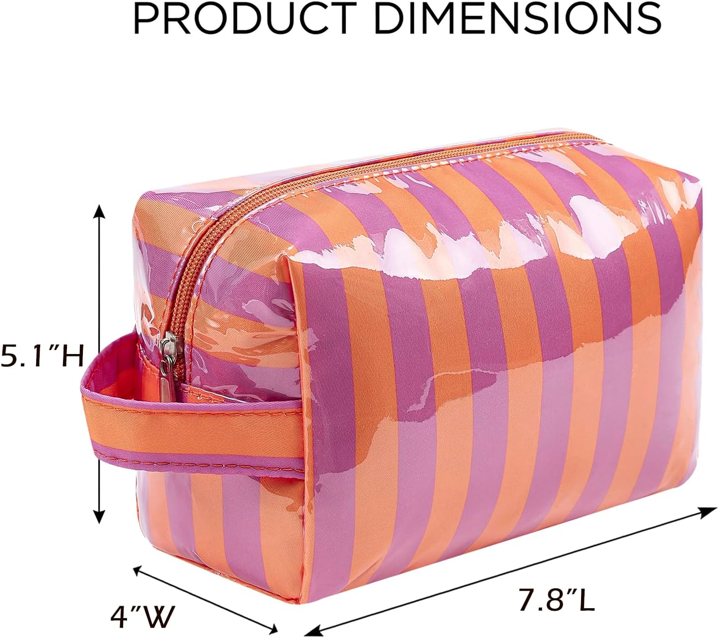 PVC Striped Clear Coated Waterproof Makeup Bag(03Orange) image 2