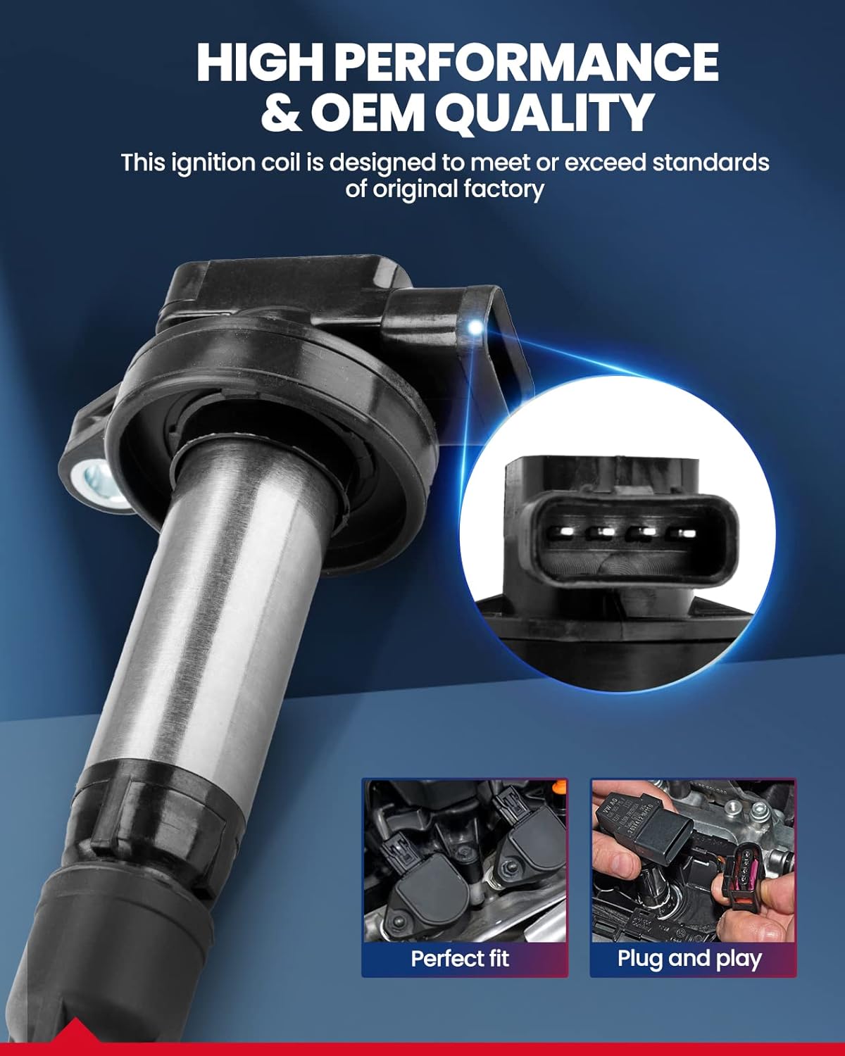 KAX Ignition Coil UF519 Fit for Land Rover 2006-2009 Range Rover Sport/Range Rover, 2005-2009 LR3, Jaguar 2004-2009 XJ8, 2009-2010 XF 2007-2009 XK 2003-2008 S-Type 2004-2009 Vanden Plas V8 4.4L 4.2L