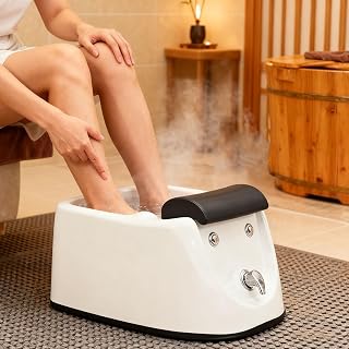 Lavabo de Hidromasaje for Pies de Acrílico Blanca Portátil con Masajeador Y Alfombrilla Negra for Salones de Belleza Centros de Masaje Y Uso Doméstico
