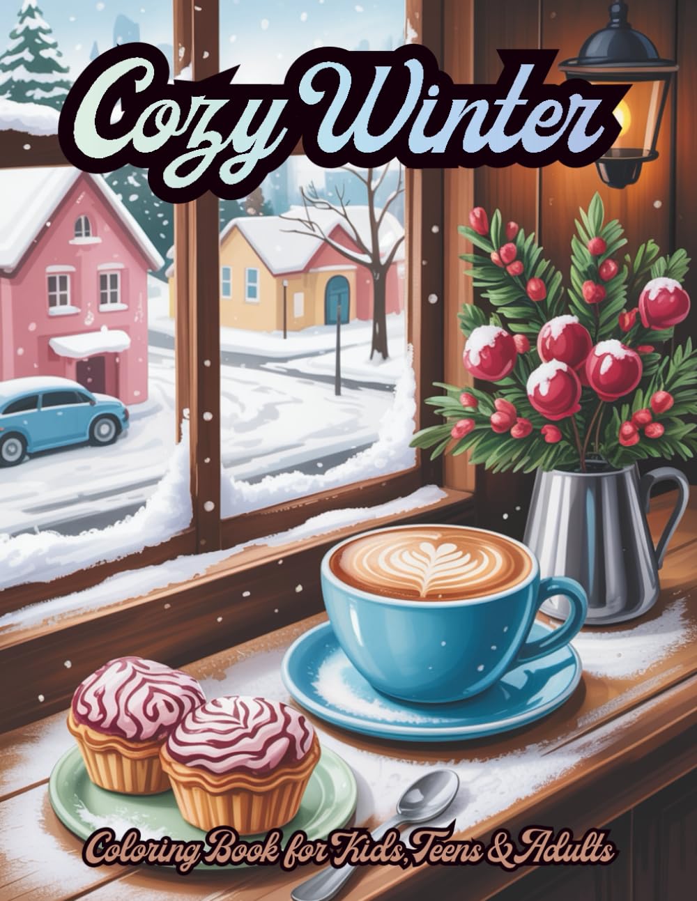 Cozy Winter Coloring Book: 48 Single-Sided Bold & Easy Hygge Scenes for Relaxation — Hot Cocoa, Snowy Cabins, Fireplaces & Cozy Home Vignettes for Kids, Teens & Adults