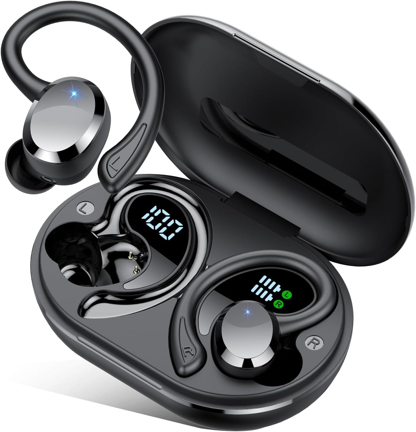 sprtoybat Over Ear Earbuds with Hook, 2026 New Bluetooth 5.4 Sports Wireless Earbuds, 68Hrs Playtime LED Display, IPX7 Waterproof Ear Buds, ENC Noise Cancelling Mic for Running/Workout