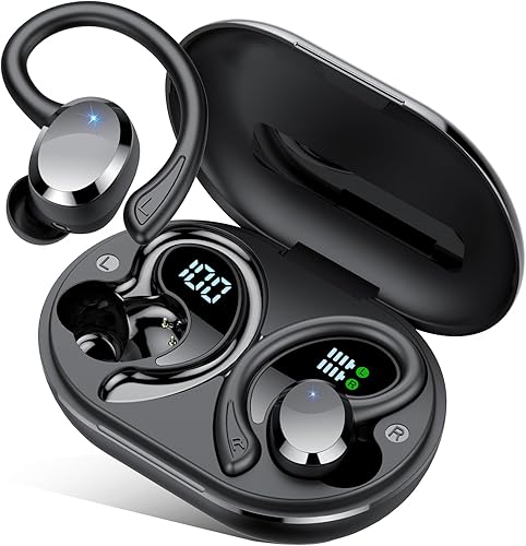 sprtoybat Wireless Earbuds, 2026 New Bluetooth 5.4 Headphones Sport Earphones with 68Hrs Playtime LED Display ENC Noise Cancelling Mic, IPX7 Negro