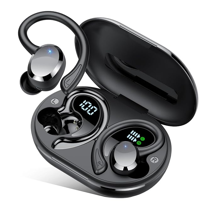 sprtoybat Over Ear Earbuds with Hook 2026 New Bluetooth 5 4 Sports Wireless Earbuds 68Hrs Playtime LED Display