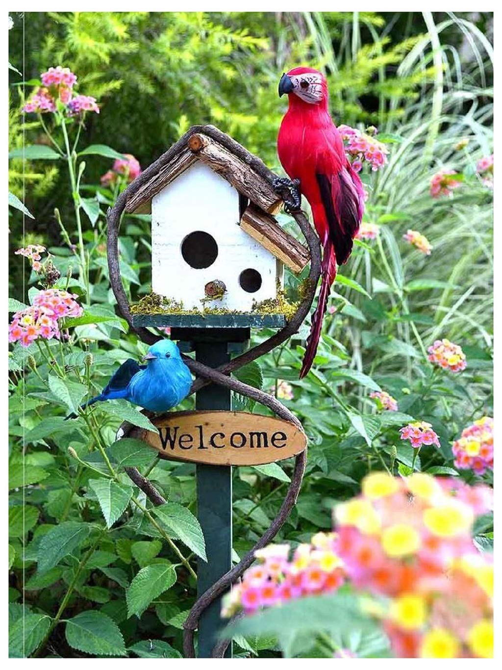Vogelhäuschen, Handgemacht Hölzern Stehender Vogelnistkasten Dauerhaft Vogelfuttertisch for Den Garten Vogelvoliere (Farbe : A-19×68×14cm)
