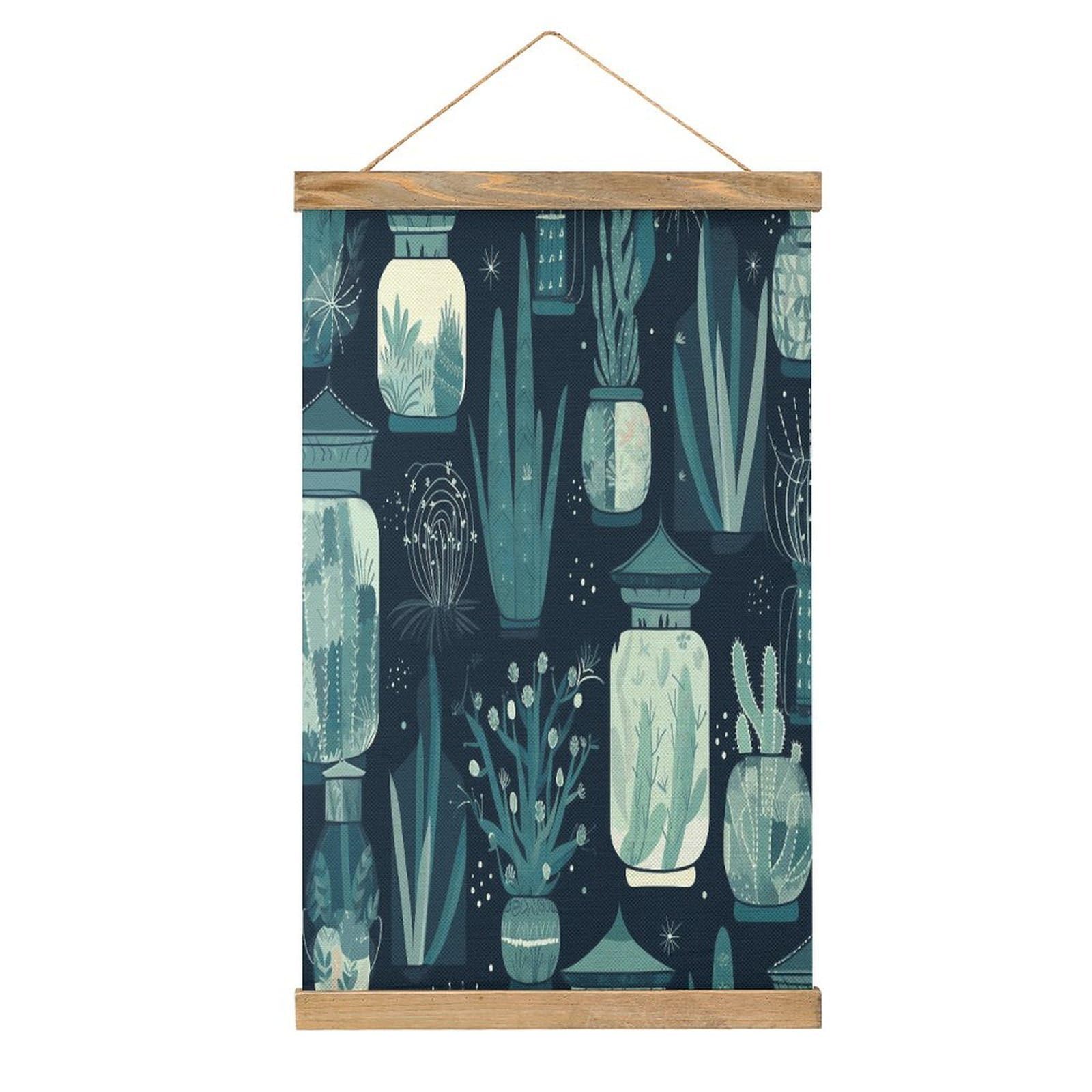 FekiLoot Succulent Plants And Cactus Wall Art Poster Hanger Frame Linen Wall Art Decor Vintage Hanging Poster Hanging Wall Decor Rustic Retro Wall Art Print for Living Room Decor 20.4 X 13.1Inches