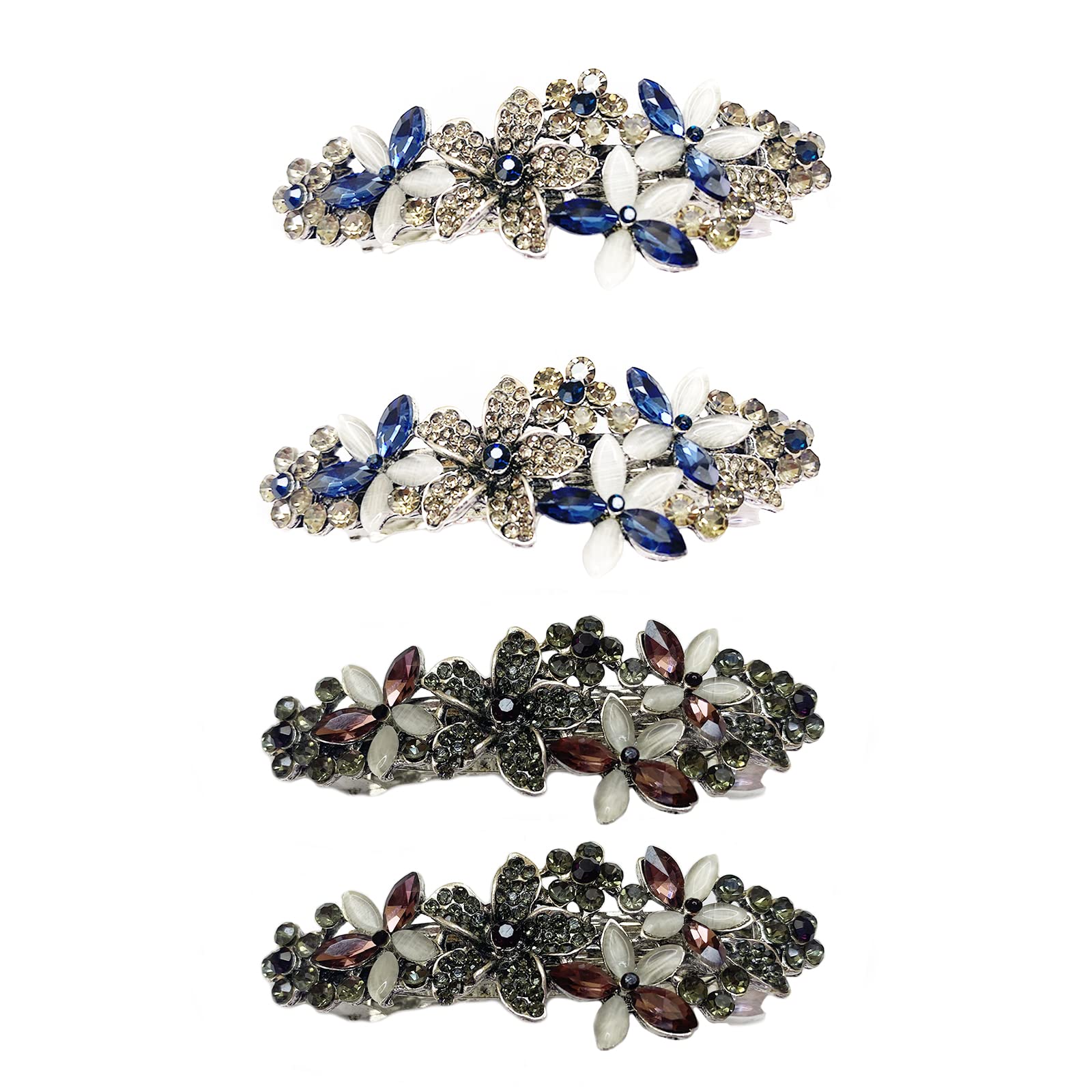 Briskyto Hair Clips for Women and Girls Flower Hairpin Vintage Thin Jewelry Accessoires, 4 Count (Pack of 1)
