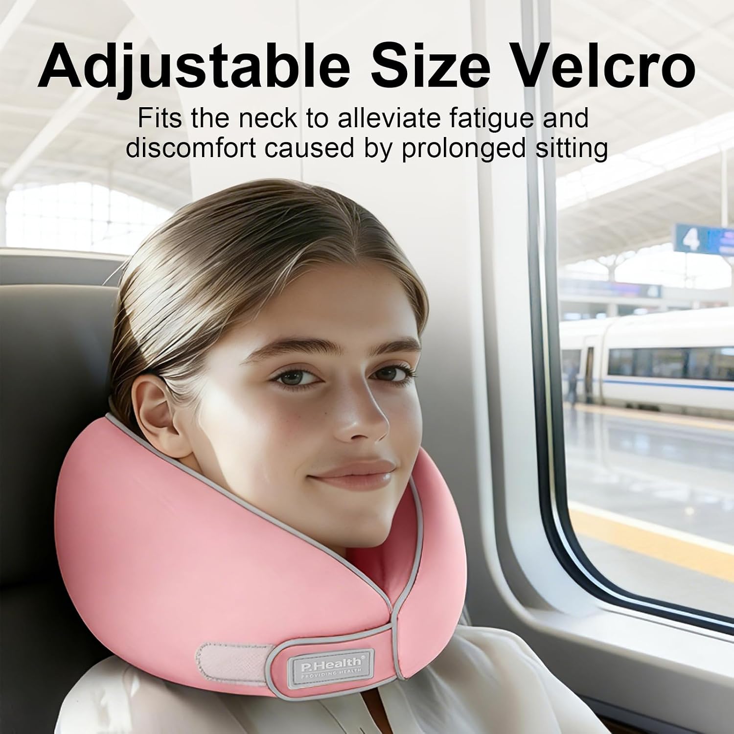 Travel Neck Pillow for Airplanes, Neck Support Pillow for Sleeping & Pain Relief, Stuffable & Cervical Support, Perfect for Plane Travel Essentials(Pink)