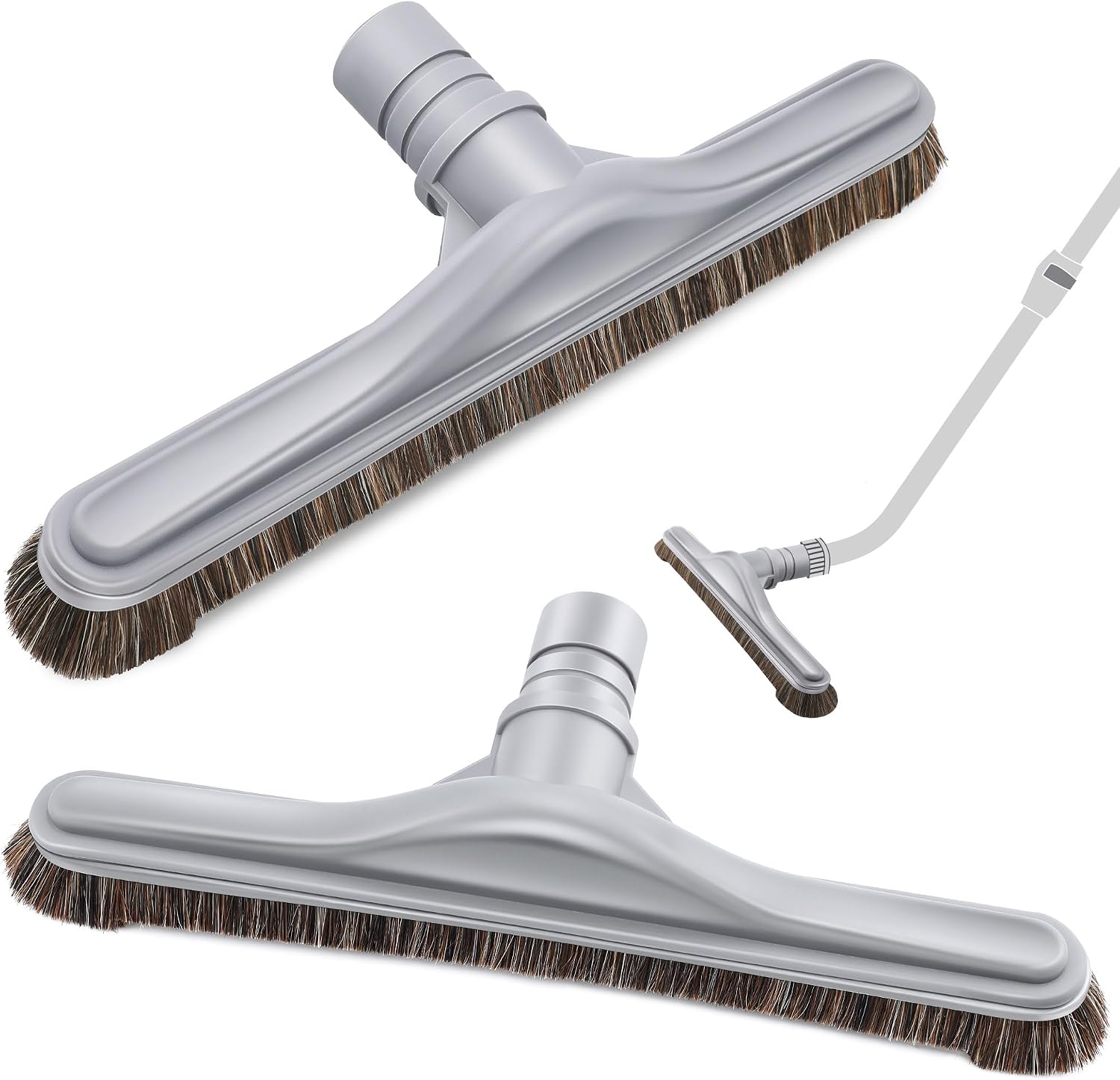 Replacement Floor Tool Compatible with ProTeam 101446 E-Z Glide Backpack Vacuum,Compatible with Hoover C2401, 14" Multi-Surface Brush for Commercial Cleaner(Horse Hair Brush,Gray,2 Pack)