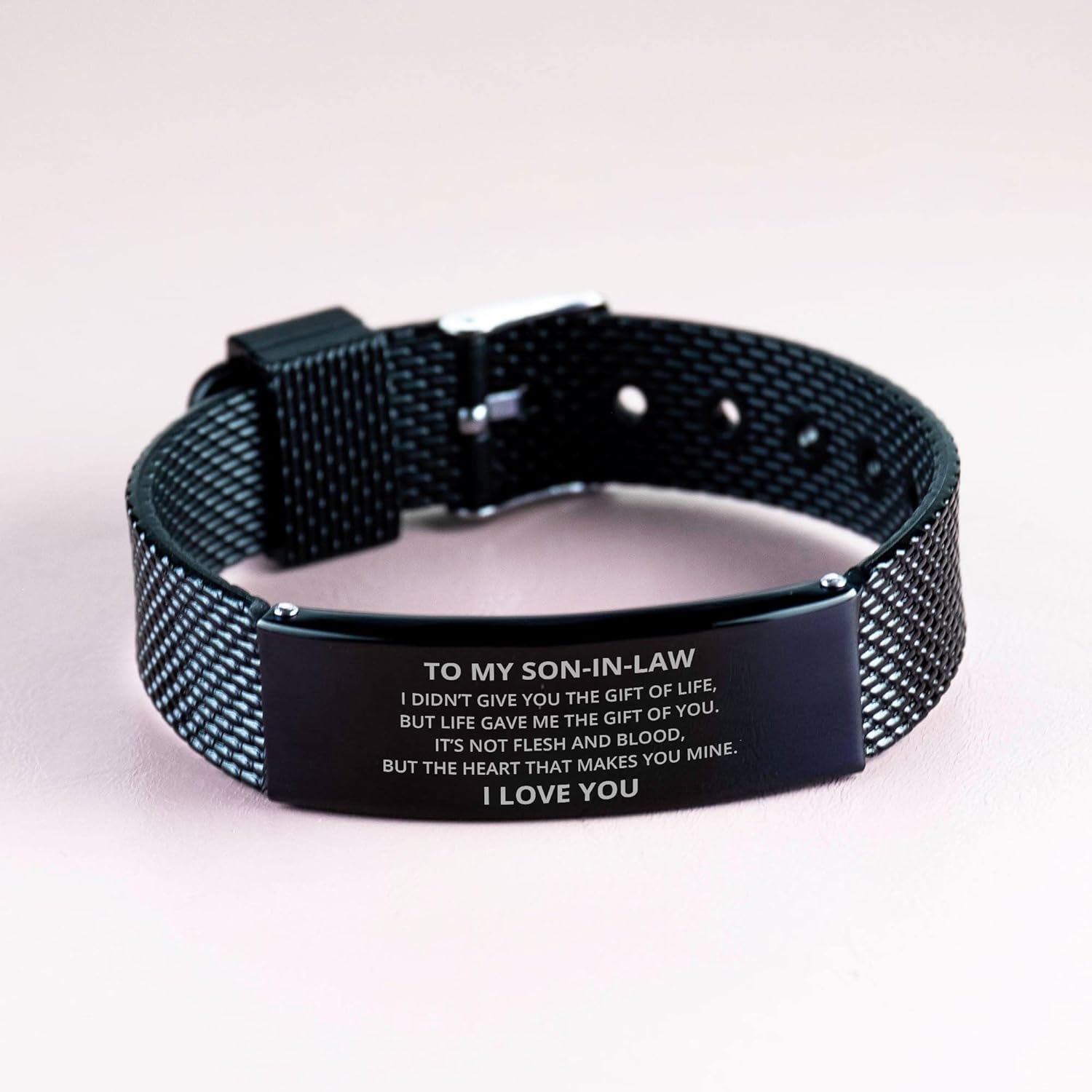 to My Son-in-Law Black Shark Mesh Bracelet, I Didn't Give You The of Life, Best Birthday Gifts, Graduation Gifts, Inspirational Gifts for Men Women