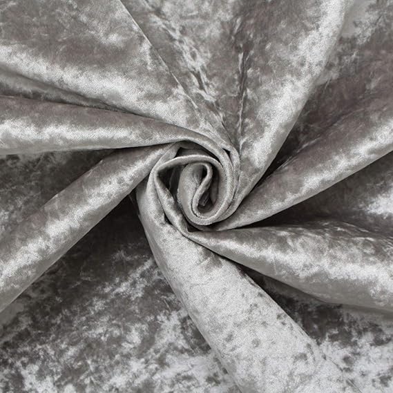 Ice Grey Fire Retardant Luxury Soft Plush Crushed Velvet Glitz
