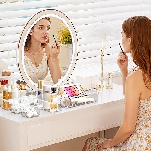 Miniatura 2 de WOWBOX Juego de 44 organizadores de cajones de plástico transparente, 5 contenedores de almacenamiento de varios tamaños y bandejas organizadoras de