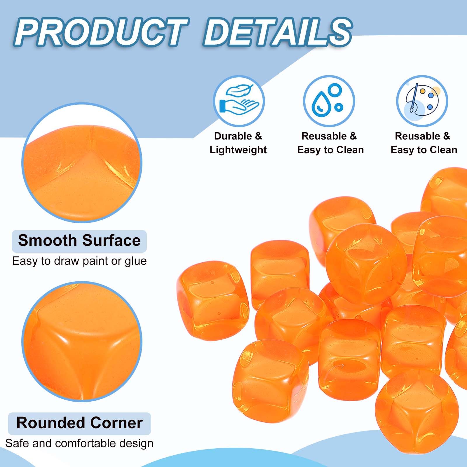 PATIKIL 16 mm Clear Acrylic Dice Blank - Image 3