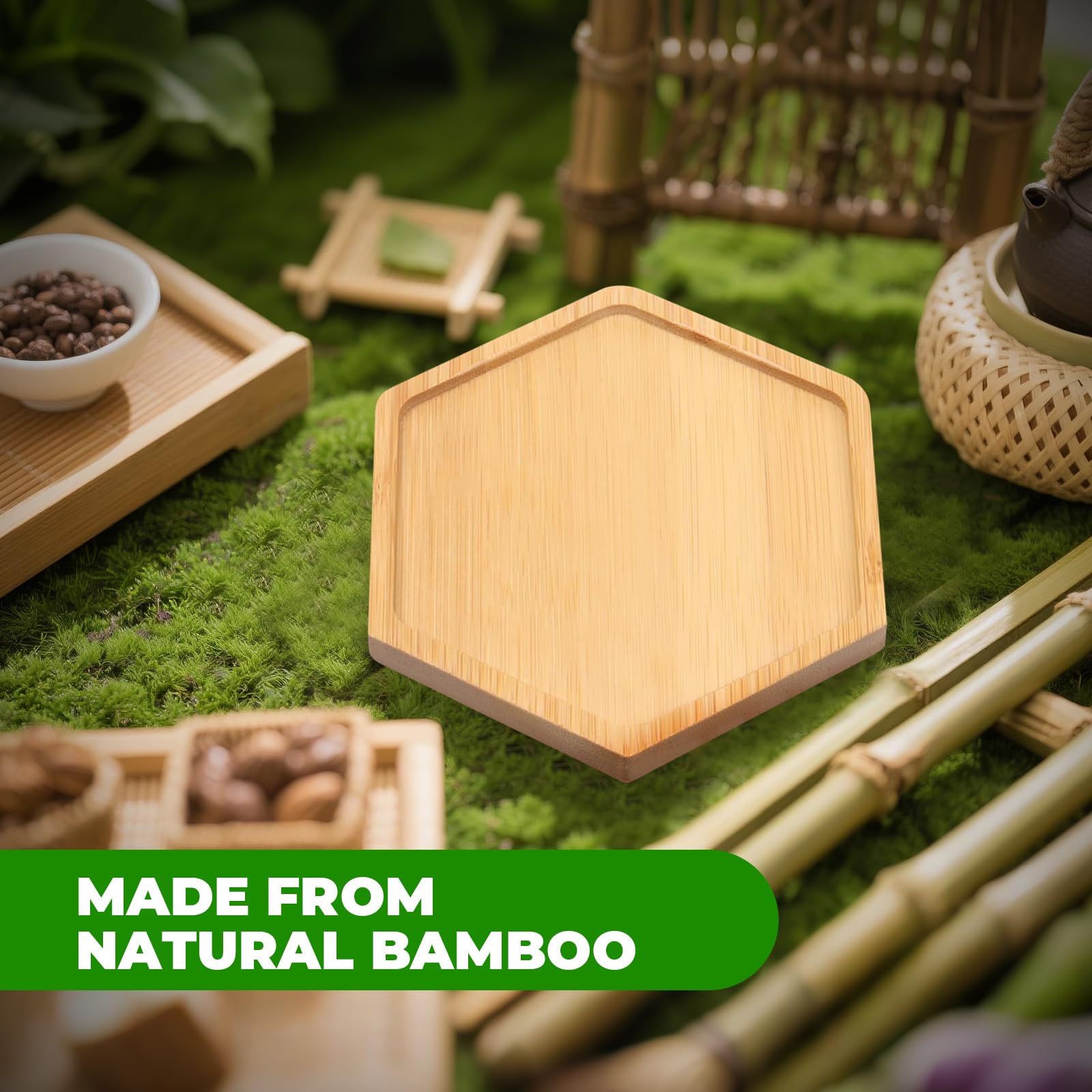 Posavasos de Bambú Hexagonales 8 Piezas para Manualidades