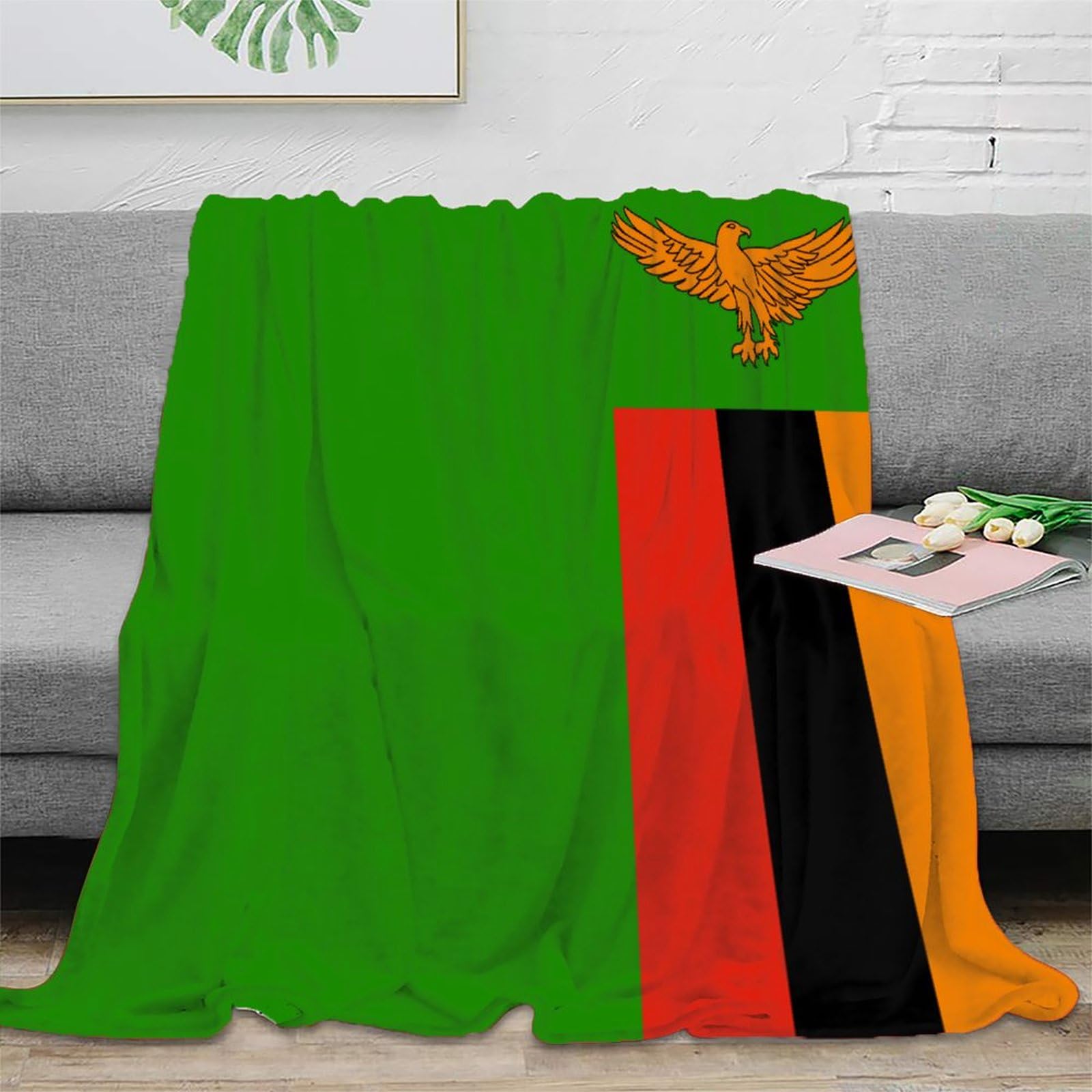 Strunt Flag Of Zambia National Flag Printed Blanket,Ultra Warm Blanket, Living Blanket, Soft And Comfortable Throw, Sofa Blanket 60X80inch(150X200cm)