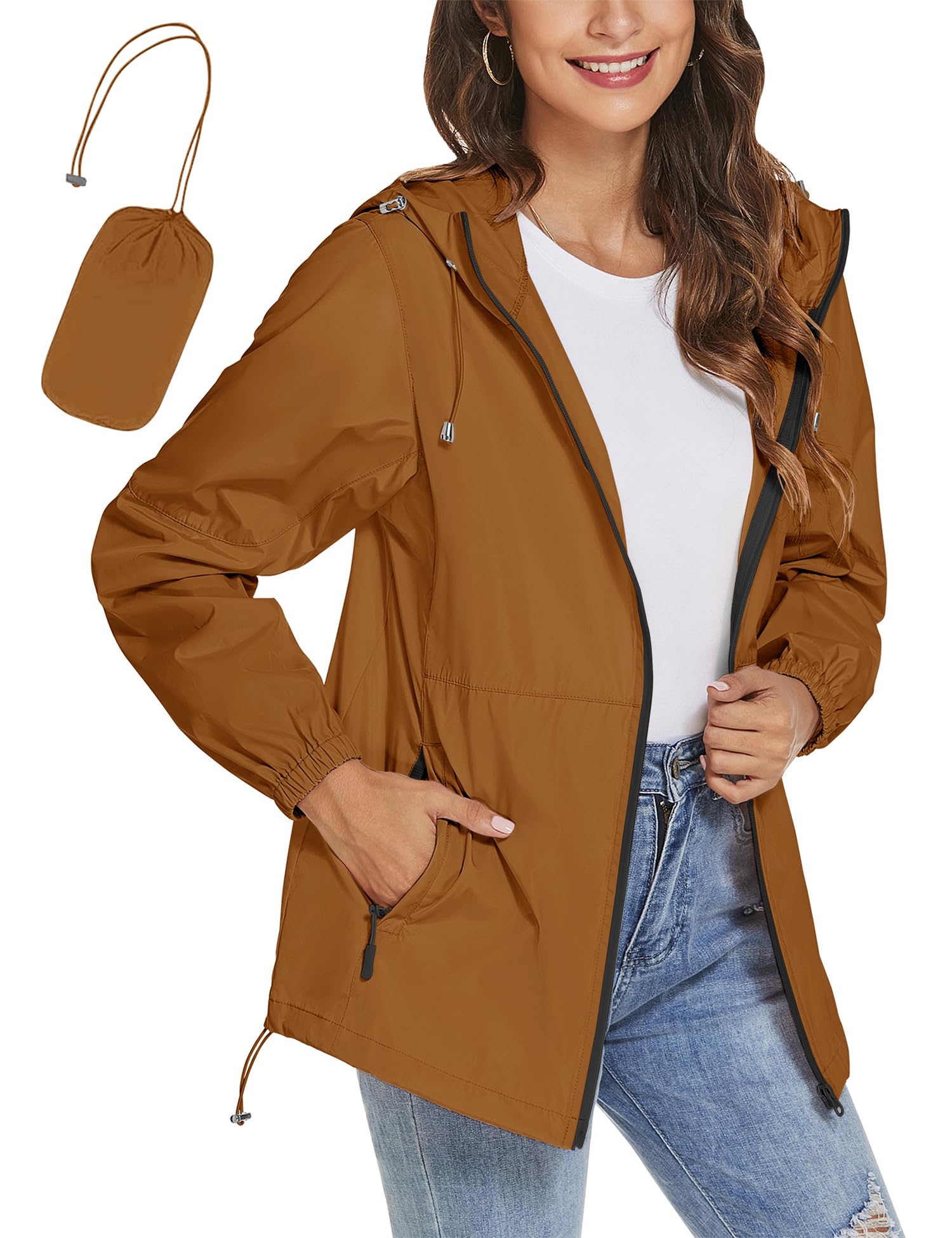 TCOT Womens Rain Jackets Waterproof Windbreaker Jackets lightweight Portable Rain Coat