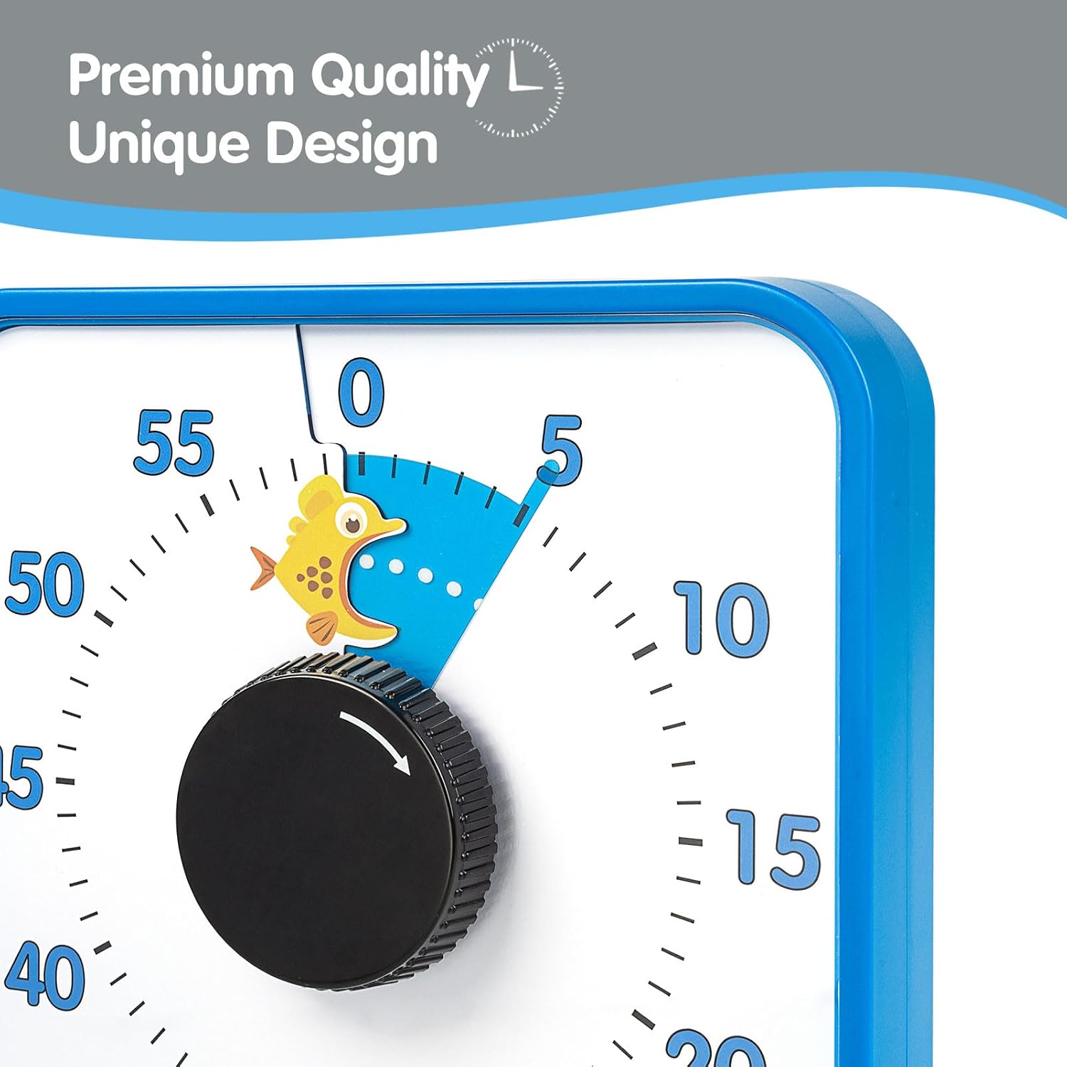 Visual Timer 7.5 inch, 60-Minute Countdown Timer for Kids Classroom Teaching Tool Office Meeting, Mechanical Countdown Clock for Exam Time Management Magnetic Kitchen Timer with Fish Pattern, Blue image 4
