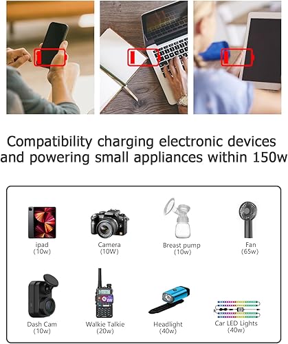 Miniatura 4 de Foval 150W Convertidor para automóvil DC 12V a 110V AC convertidor con cargador de 31A USB doble