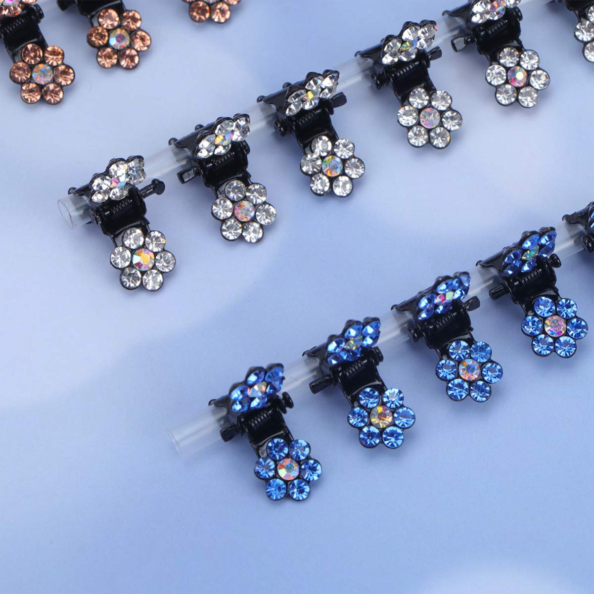 FRCOLOR 180stücke Teiliges Mini Haarklammern Für Mädchen Rhinestone Blumen Haarclips Aus Leichtem Legierungsmaterial Weiß Violett Und Himmelblau Praktisches Haaraccessoire Für