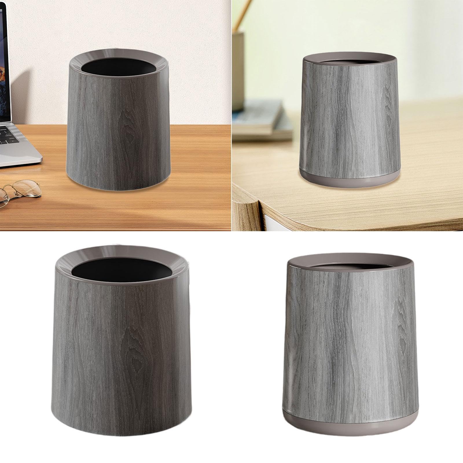 CALANDIS® Wood Grain Trash Can Room Aesthetic Stylish for Entryway Bathroom Study Room Without Base | Trash Cans & Wastebaskets | Household Supplies & Cleaning 2