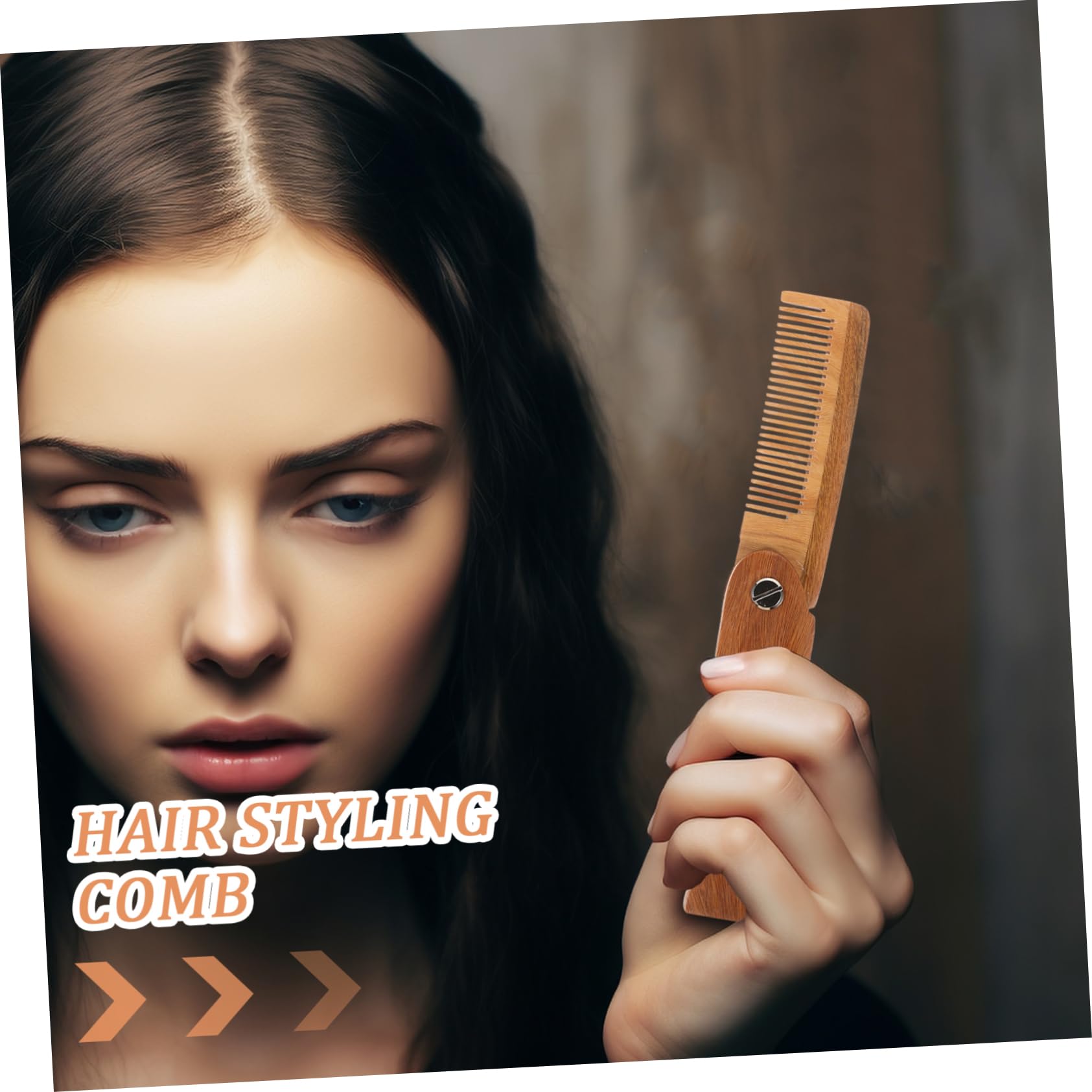 Healeved Men's Beard Brush Hair Comb Folding Wooden Comb Styling Tool Carry Case