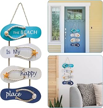 Amazon.co.jp: Fiaoen ウェルカムプレート 玄関 木製のビーチボード 海