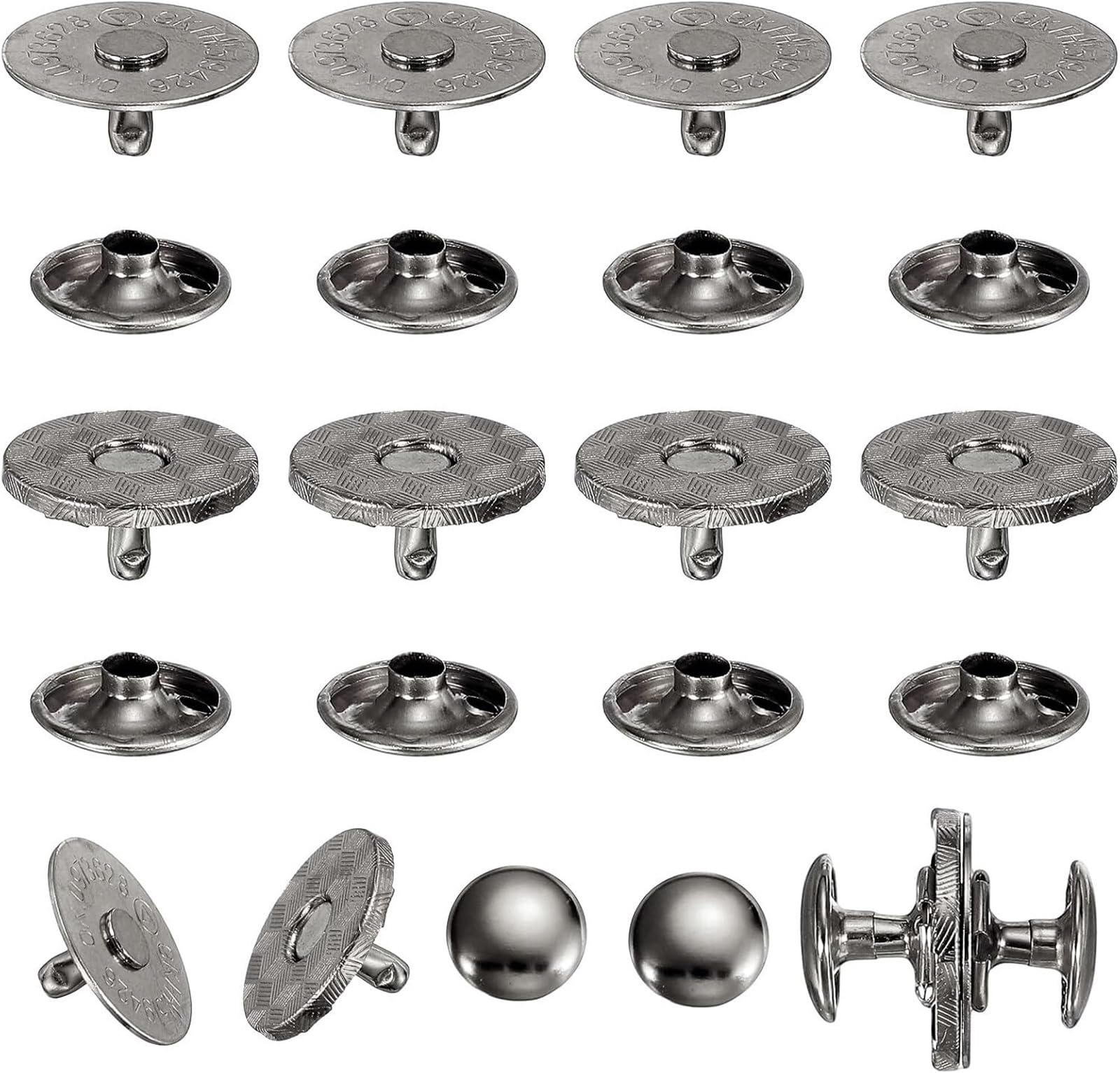 Magnetic Press Studs 10 Sets Magnetic Snaps Button,Metal Round Clasps Fabric Base Components and Cap Kit Diameter 14mm / 18mm(18mm Black Gun)