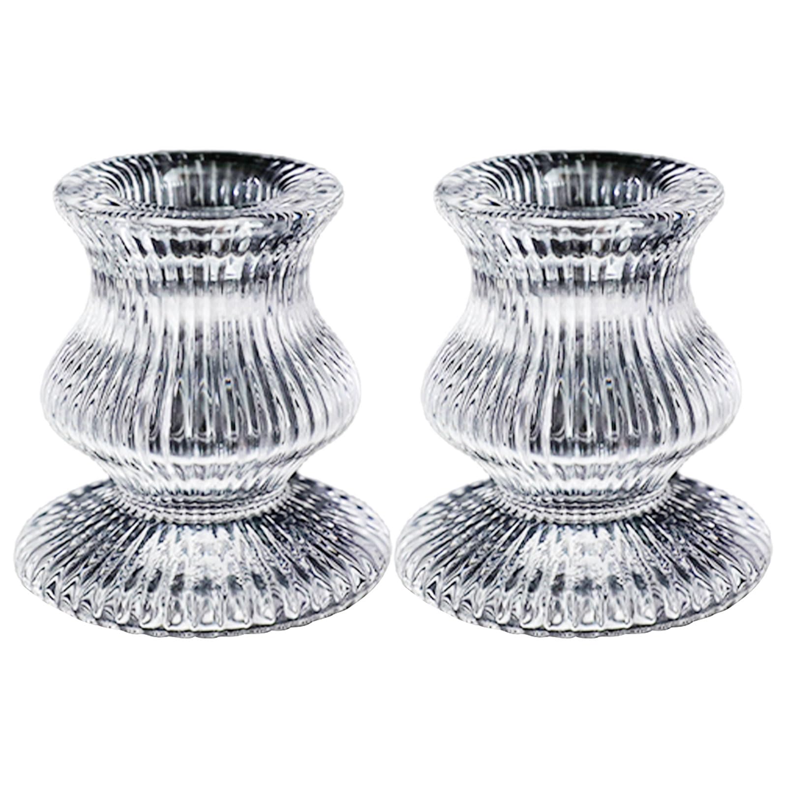 Carotoe A Glass Taper Holder 2Pack, Clear Table Candlestick For Intimate Weddings & Living Room Decoration Wedding Table Decors