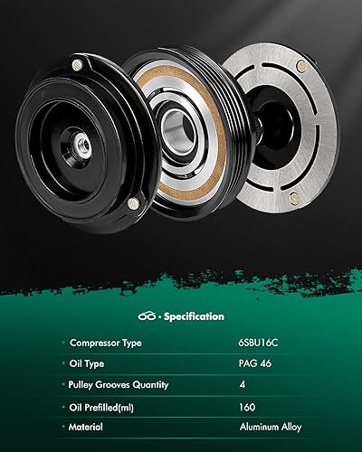 Miniatura 94 de SCITOO Compresor de CA para Acura TSX 2.4L 2004 2005 2006 2007 2008, CO 10849T Compresor de aire acondicionado con embrague 38810RBBA01 10360661