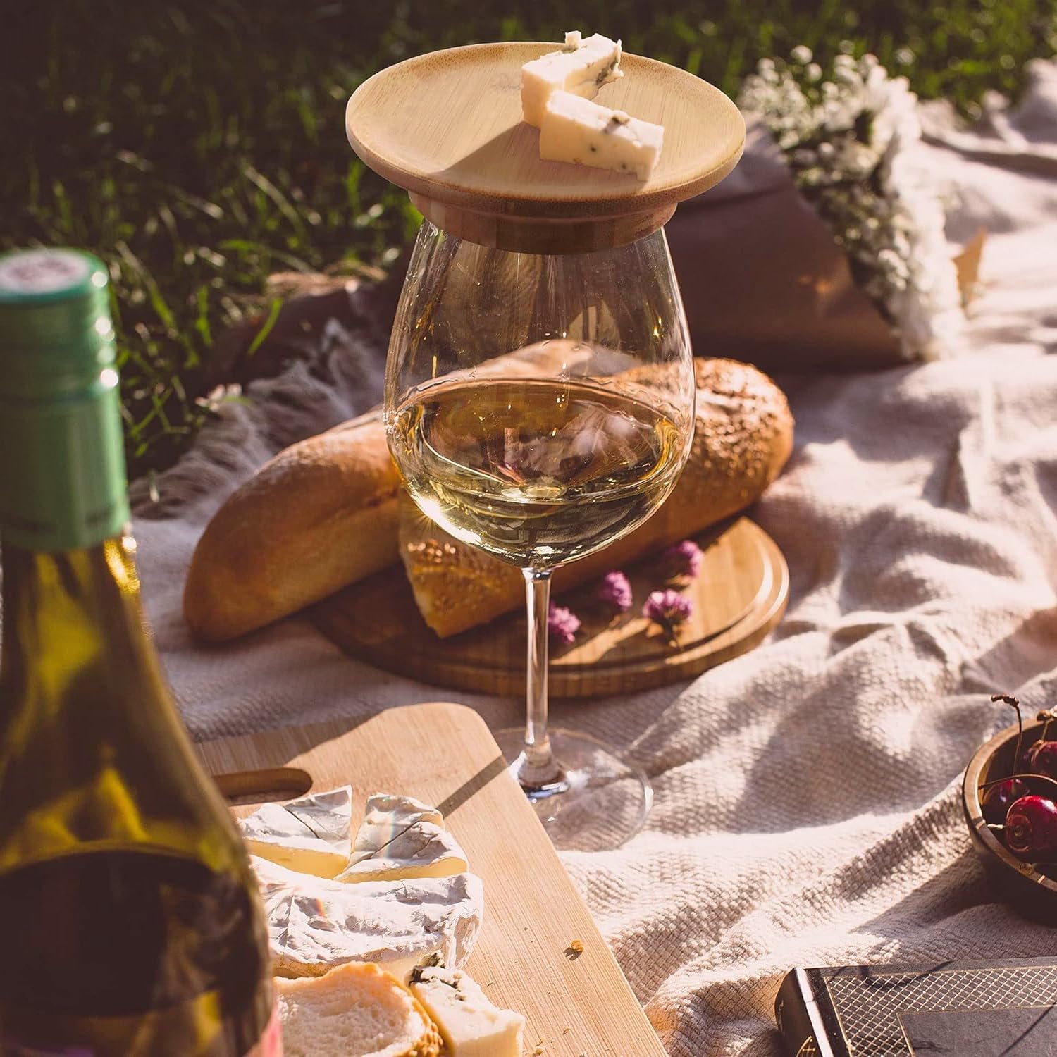 6 Stück Weinglas Topper Holz, Charcuterie Wine Glass Topper, Charcuterie Topper, Käseplatte Weinglas, Waschbar, Geeignet für Weingläser, Getränkebecherdeckel, Partyzubehör, Familienessen