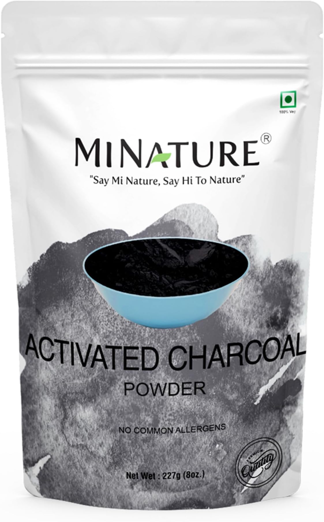 Activated Charcoal Powder by mi Nature | 227g(8 oz) (0.5 lb) | Activated Charcoal for Facial mask | Skin Care| All Pure & Natural| Made in India|Use for Skin & Body, Teeth Whitening